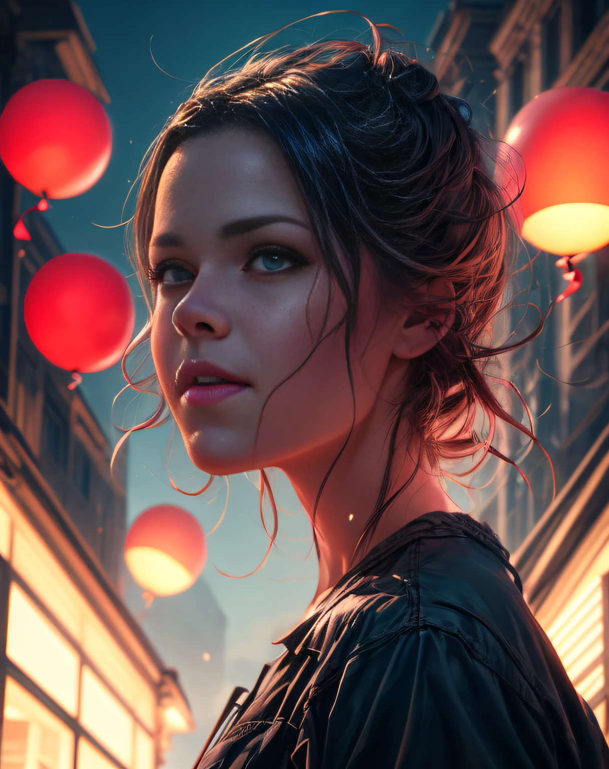 an ugly depressed woman with a red balloon, by ross tran, oil on canvas, masterpiece, trending on artstation, featured on pixiv, cinematic composition, dramatic pose, beautiful lighting, sharp details, hyper-detailed, hd, hdr, 4k, 8k, artgerm, octane render, digital art, concept art, comic