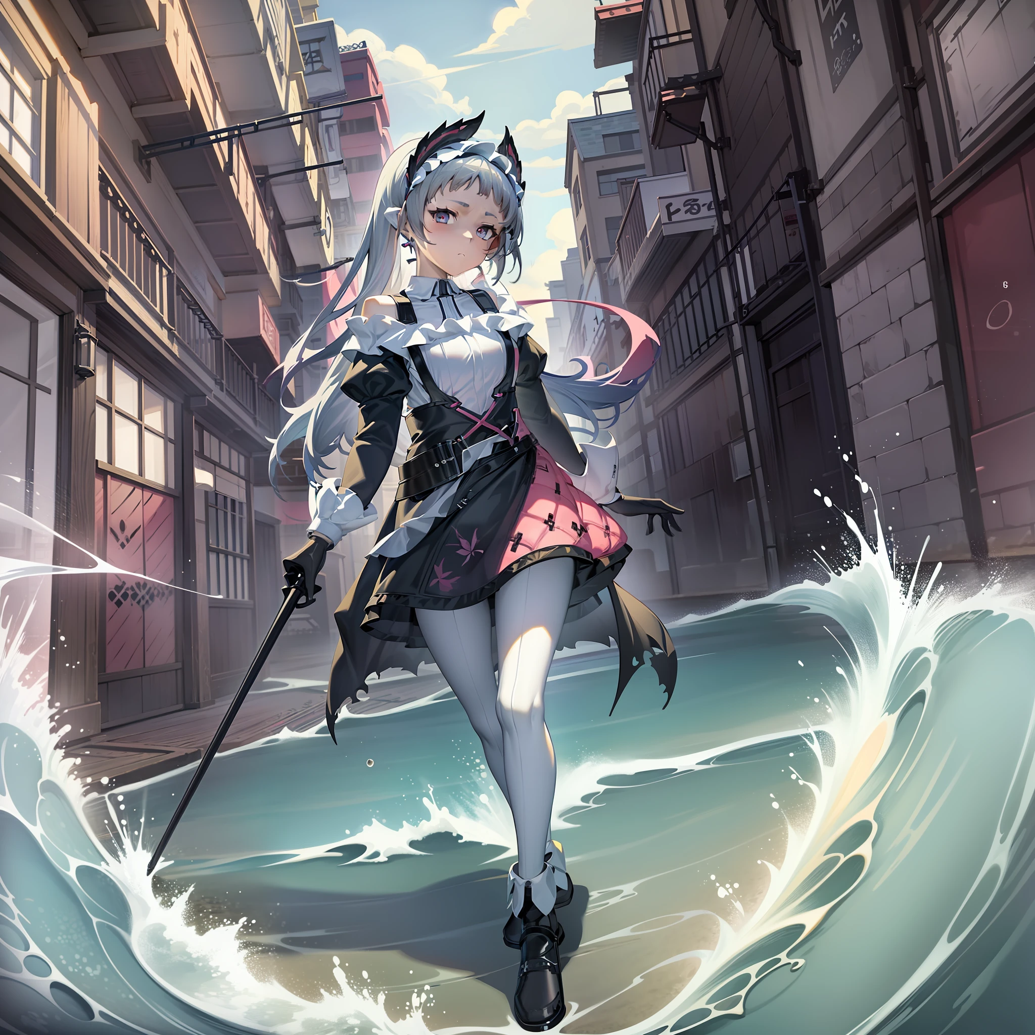 Beach anime girl holding lantern, Splash Lori Art Anime, Arknights characters, A scene from the Azure Alley video game, Best Konachan anime wallpaper 4k, Works of art in the Guvez style, Fantasy illustration, Anime art wallpaper 8k, Anime art wallpaper 4k with Guvez style。