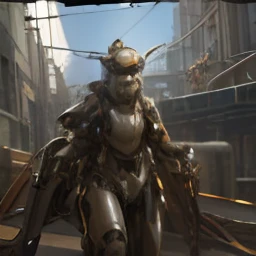 Dark_Fantasy,Cyberpunk,(chain saw,chain saw man,Red:1.1),1man,Mechanical marvel,Robotic presence,Cybernetic guardian, wearing a worn-out mech suit, intricate, (steel metal [rusty]), elegant, clear focus, shot by greg rutkowski, soft lighting, vibrant colors, masterpiece, ((street)), cowboy shot, dynamic pose,