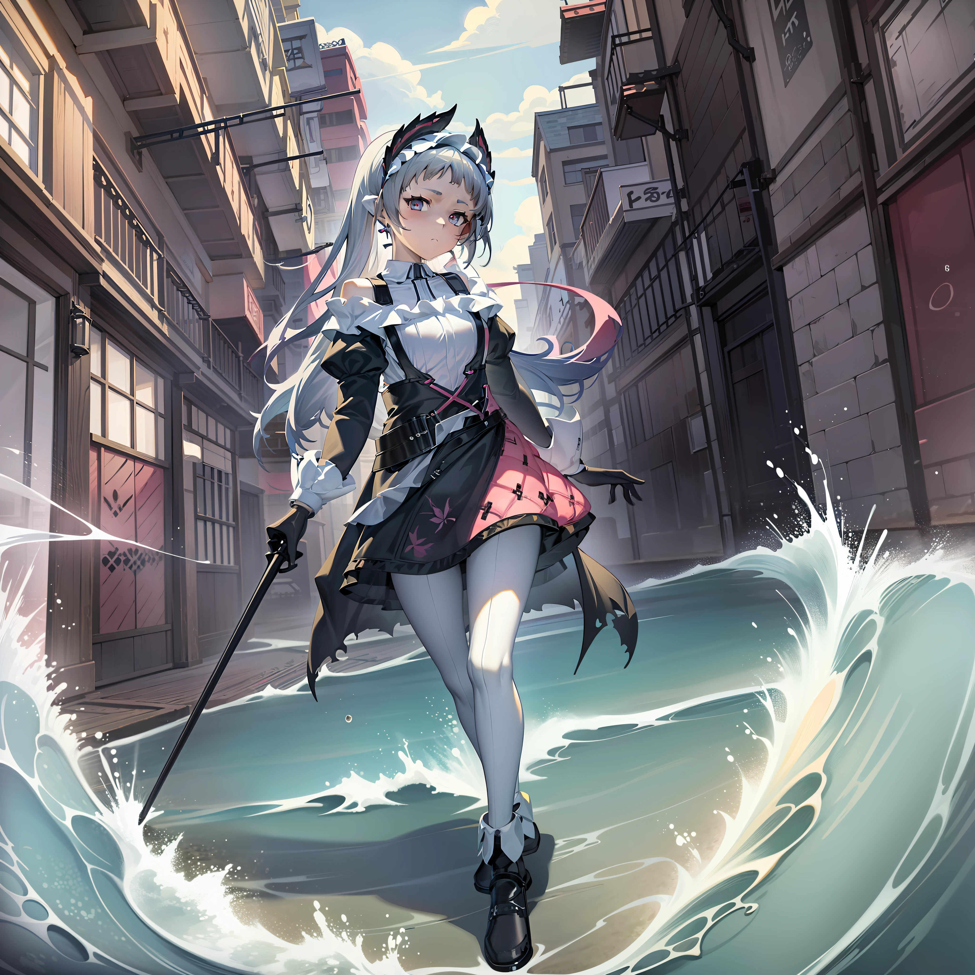 Beach anime girl holding lantern, Splash Lori Art Anime, Arknights characters, A scene from the Azure Alley video game, Best Konachan anime wallpaper 4k, Works of art in the Guvez style, Fantasy illustration, Anime art wallpaper 8k, Anime art wallpaper 4k with Guvez style。