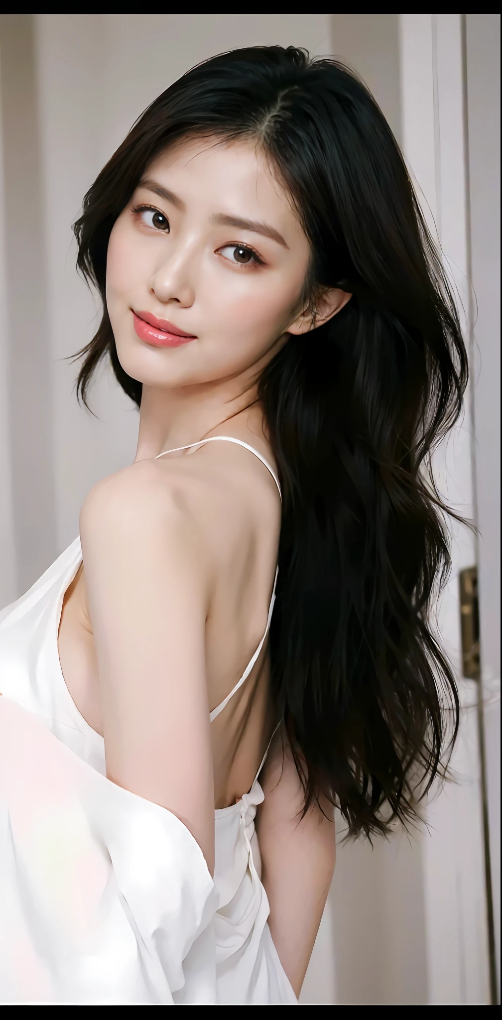 ( (8K:1.27), Best quality at best, tmasterpiece, 超高分辨率:1.2) photore,Beautiful Chinese woman (big breasts beautiful:1.1) (The clothes ar:1.21) ,ellegance、fanciful、the detail、geomerty、Gradient lighting,1girll, Delicate skin, looking at viewert, Brown eyes,ssmile ,(fashion hair:1.2), (Large breasts:1.0), (medium areolae:0.8), (realisticlying:1.4), (Best picture quality:1.0), (超高分辨率:1.0), 8K, RAW photos, (tmasterpiece:0.2), (PureErosFace_V1:0.5)