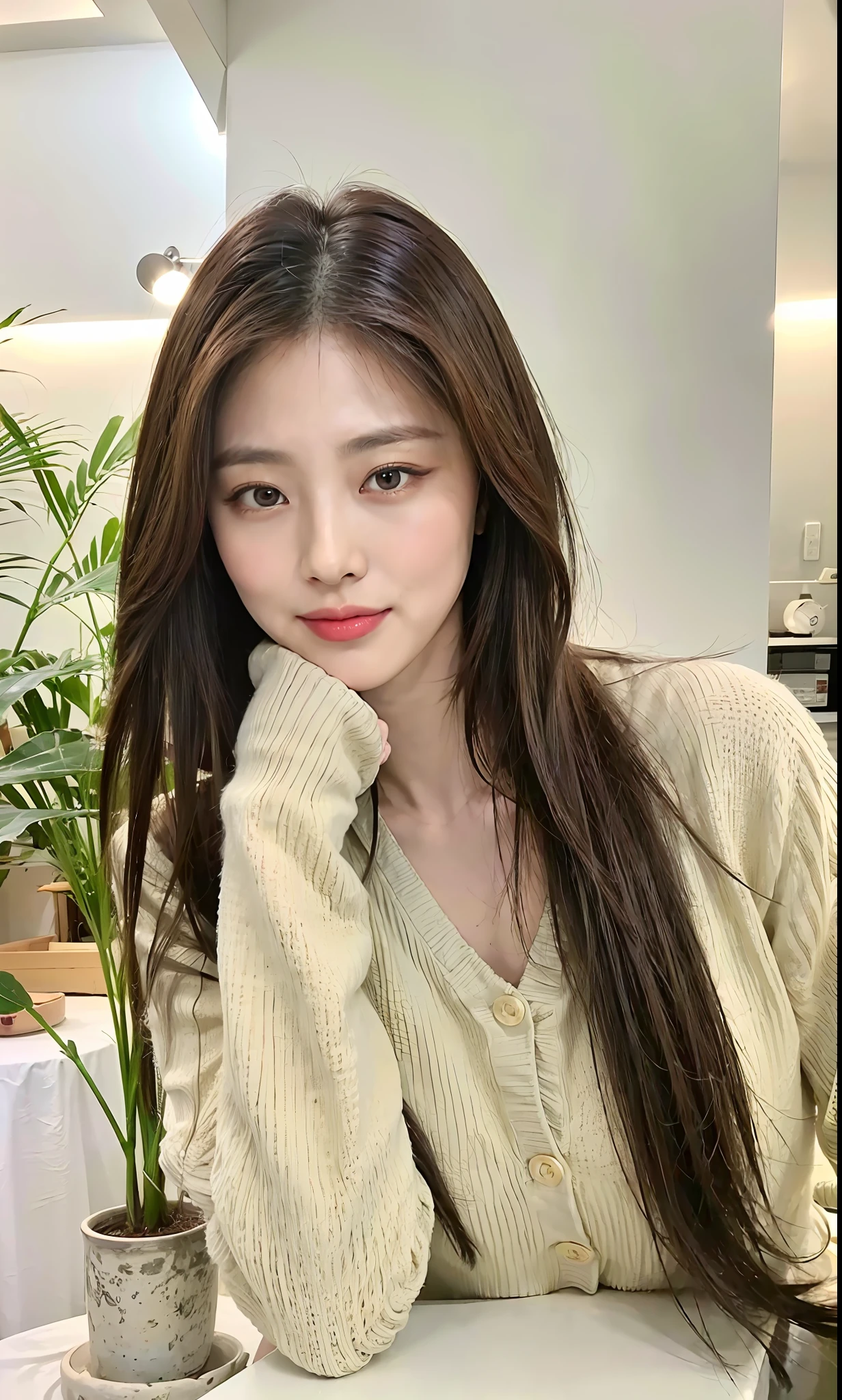 ( (8K:1.27), Best quality at best, tmasterpiece, 超高分辨率:1.2) photore,Beautiful Chinese woman (big breasts beautiful:1.1) (The clothes ar:1.21) ,ellegance、fanciful、the detail、geomerty、Gradient lighting,1girll, Delicate skin, looking at viewert, Brown eyes,ssmile ,(fashion hair:1.2), (Large breasts:1.0), (medium areolae:0.8), (realisticlying:1.4), (Best picture quality:1.0), (超高分辨率:1.0), 8K, RAW photos, (tmasterpiece:0.2), (PureErosFace_V1:0.5)