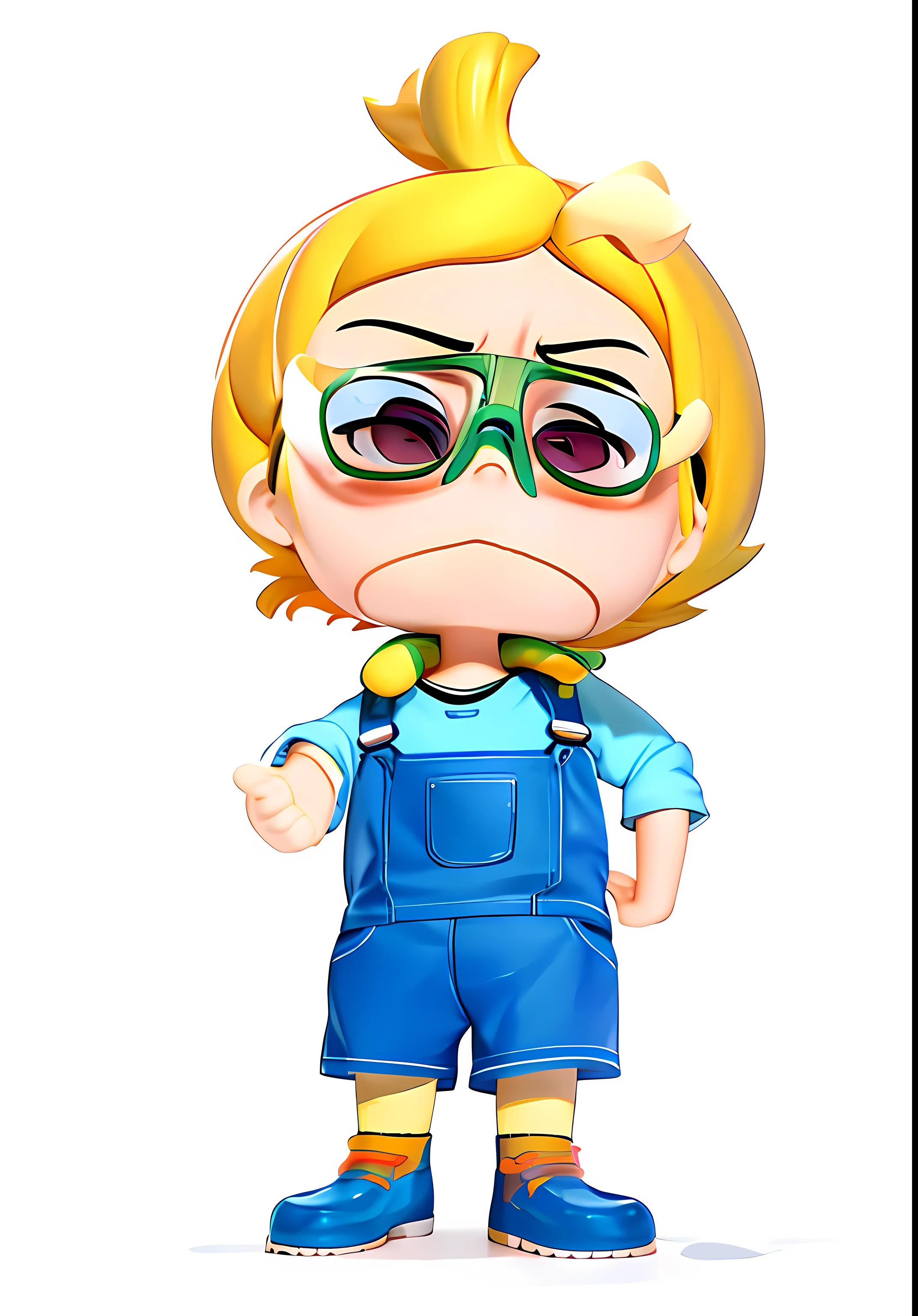 Cartoon boy holding toothbrush in glasses and overalls, Cute cartoon character, morty from rick and morty, nerd emoji, little angry girl with blue hair, confused facial expression, Confused expression, boy with neutral face, frowning expression, mind character, avatar with a blond hair, Bored expression, nerd man character portrait, sad exasperated expression, Frowning,3D texture