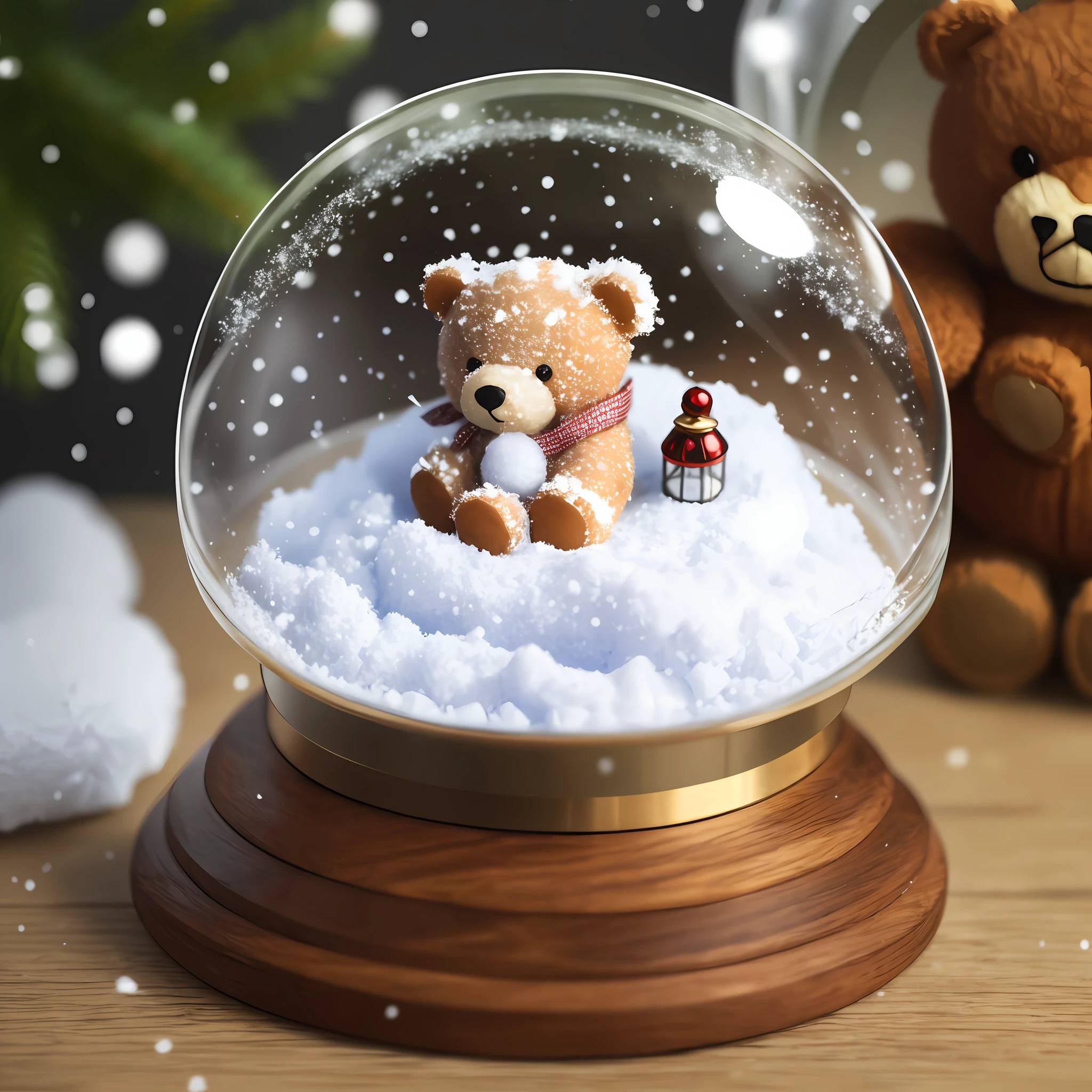 snow globe containing a cute teddy bear --auto --s2