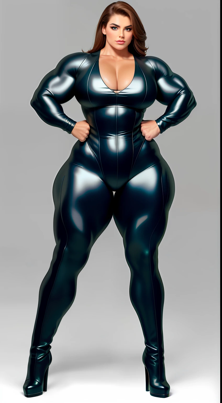 tmasterpiece,finely detailled,Burly woman,Exaggerated large muscles,Maverick boots, Full body like,standing on your feet,You can see the feet from the head, Beautiful and charming European female face, Single female,Very fair skin,Very broad shoulders, Strong and powerful arms,Stout arms,Strong and powerful leg muscles,thick leg,Very thick calves,long leges,looking to the camera
