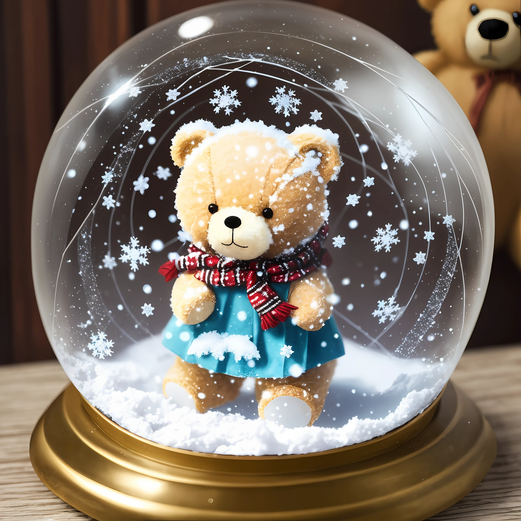 snow globe containing a cute teddy bear --auto --s2