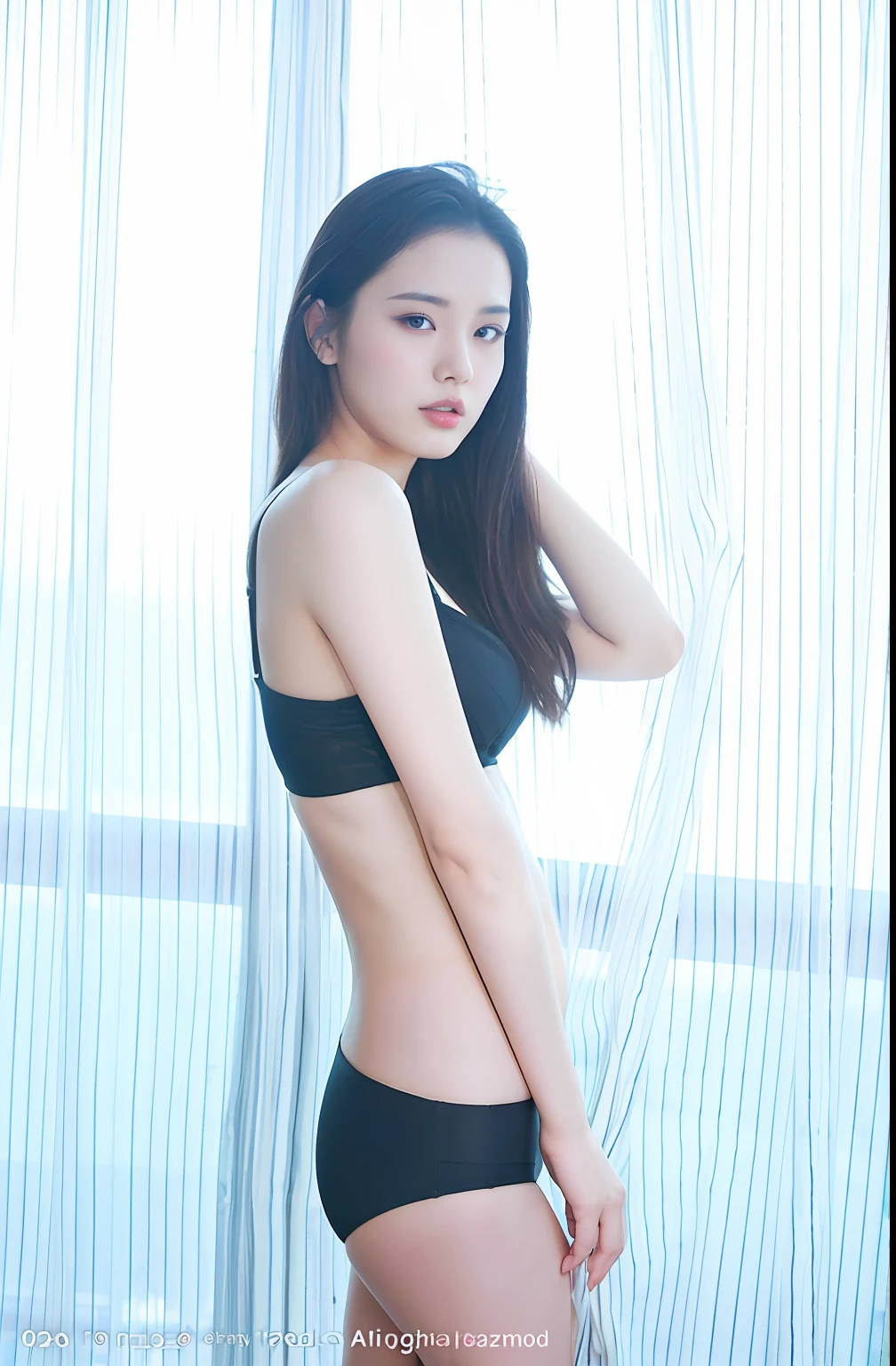 arafed asian woman in a black bikini posing for a picture, photo of slim girl model, gorgeous chinese models, photo of slim girl, Gorgeous young Korean woman, Model with attractive body, Li Zixin, Thin waist, Beautiful sexy woman photo, Beautiful girl model, 2 4 year old female model, wenfei ye, xintong chen, Beautiful model girl