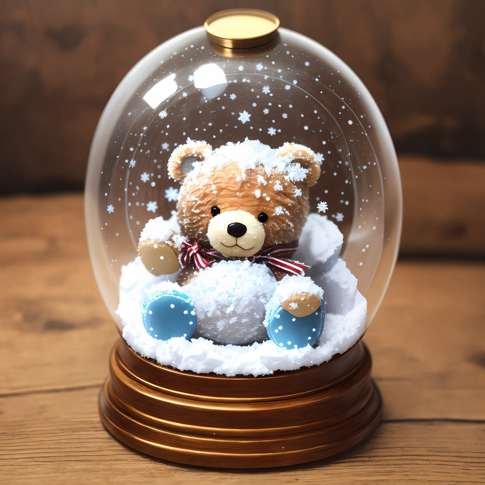 snow globe containing a cute teddy bear --auto --s2