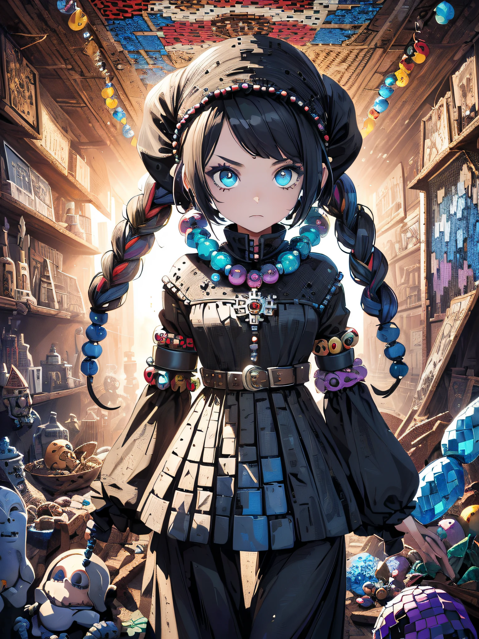(absurdres, highres, ultra detailed, (1girl:1.3),
BREAK
, Necromancer, dark magic, undead minions, skeletal remains, cursed artifacts, reanimation, deathly aura
BREAK
, digital painting, virtual brushstrokes, versatile techniques, realistic textures, creative freedom, modern artistic expression
BREAK
, iron bead art, pixelated designs, colorful patterns, nostalgic charm, childhood crafts, creative mosaics, fused bead creations:1.4)