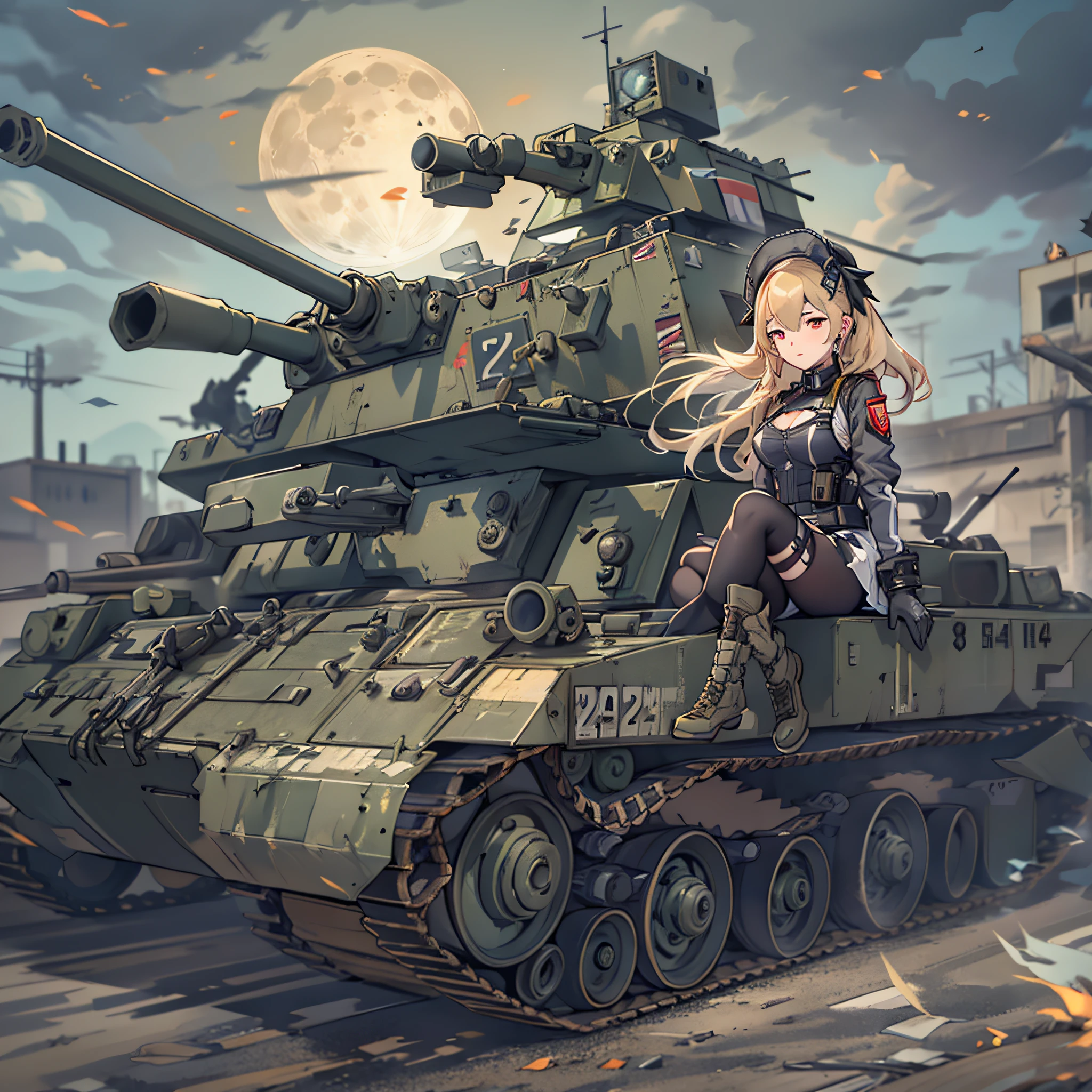 Anime girl riding a tank, girls frontline style, from girls frontline, Fine details. girls' frontline, girls' frontline, girls frontline cg, infantry girl, Women's Last Tour, soldier girl, M4 Sopmod II Girls Frontline, anime maid ss military, girls frontline universe, Mechanized soldier girl, Majora、lieutenant colonel、Girls Moon、Start of battle!