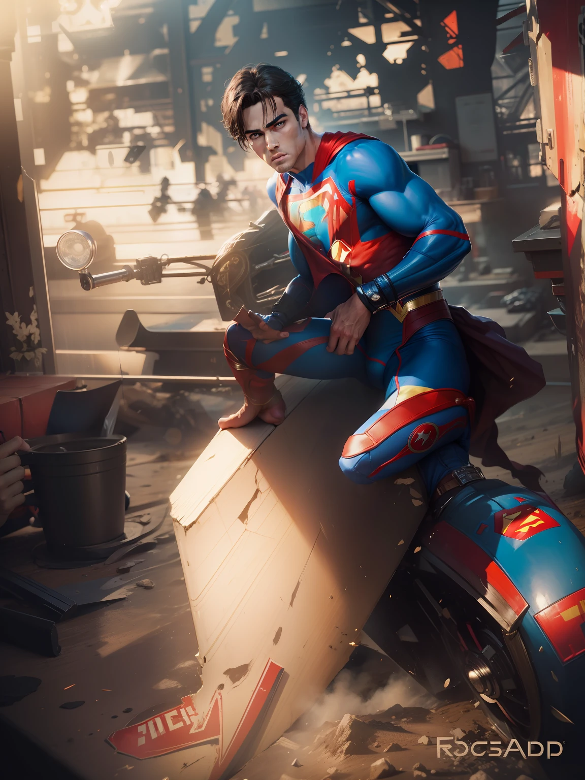 Handsomeboy change background ,with Superman costume , realistic,8k ,hd quality