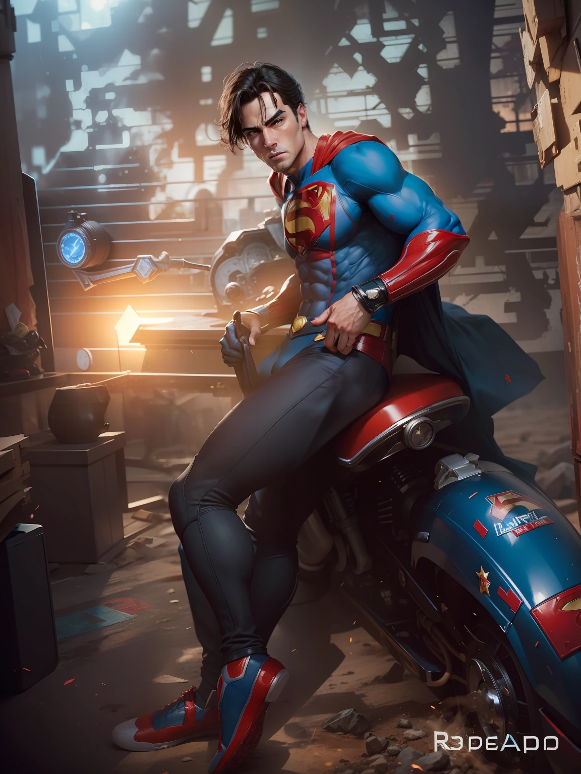 Handsomeboy change background ,with Superman costume , realistic,8k ,hd quality