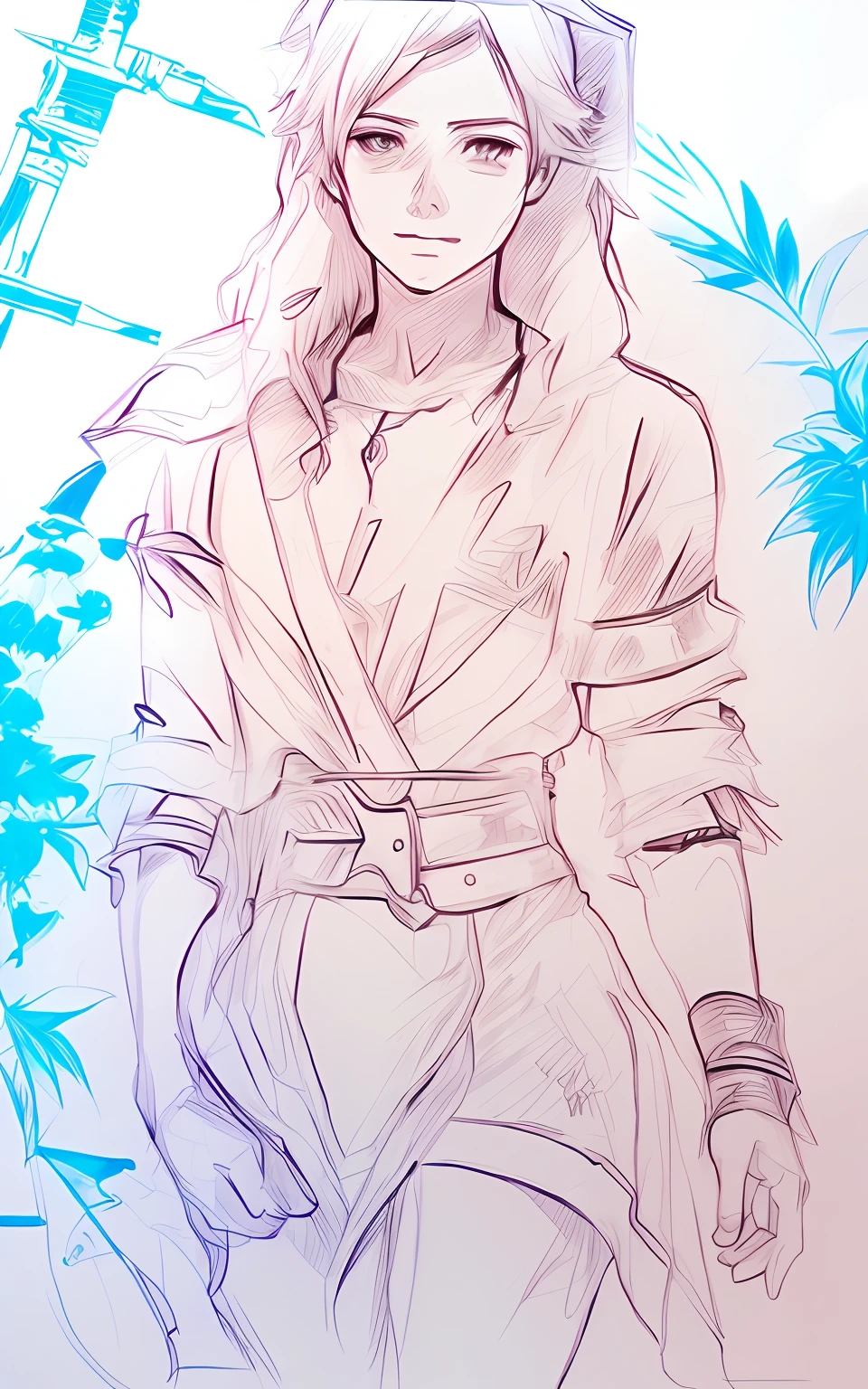 an anime line drawing of linus_sebastian,