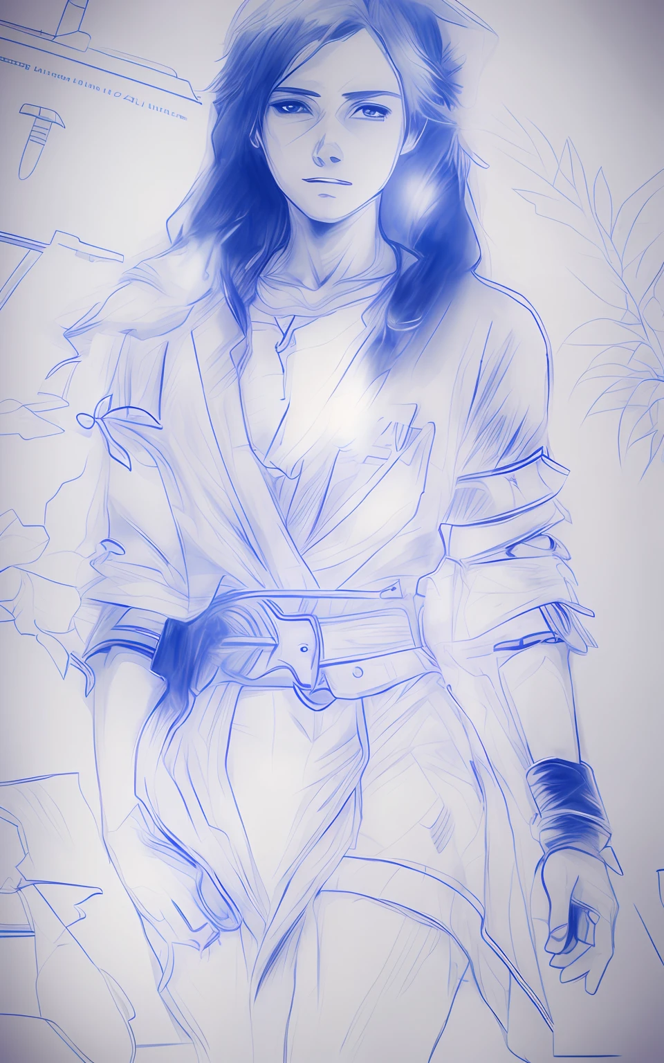 an anime line drawing of linus_sebastian,