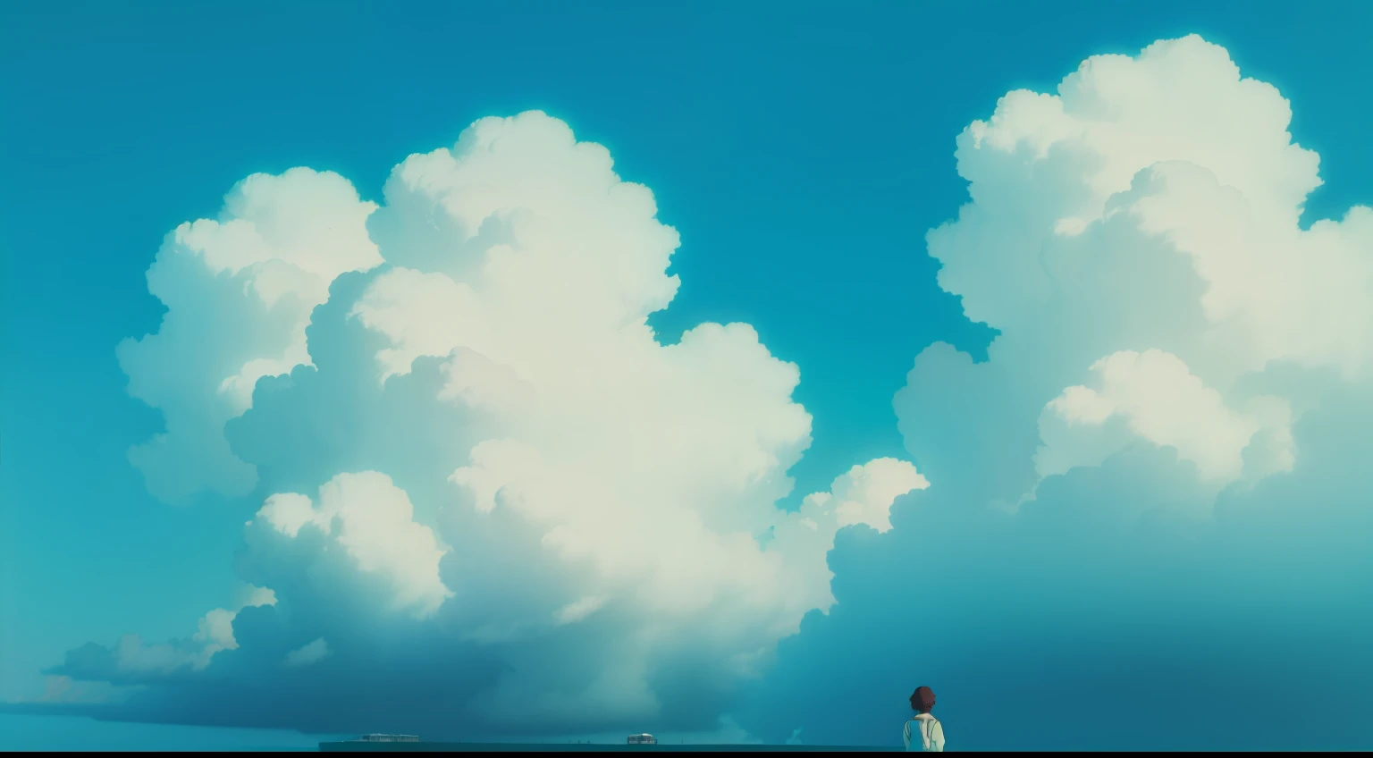 Absurd, High resolution, Ultra Detail, BREAK, Vivid Colors, Soft Focus, Light Leakage, Dreamy Atmosphere, Experimental Charm, Nostalgia BREAK "Illustration of just the sky with dreamy clouds, the sky is fading into #fbf6ea this color gradient. The clouds have a Ghibli studio art vibes"