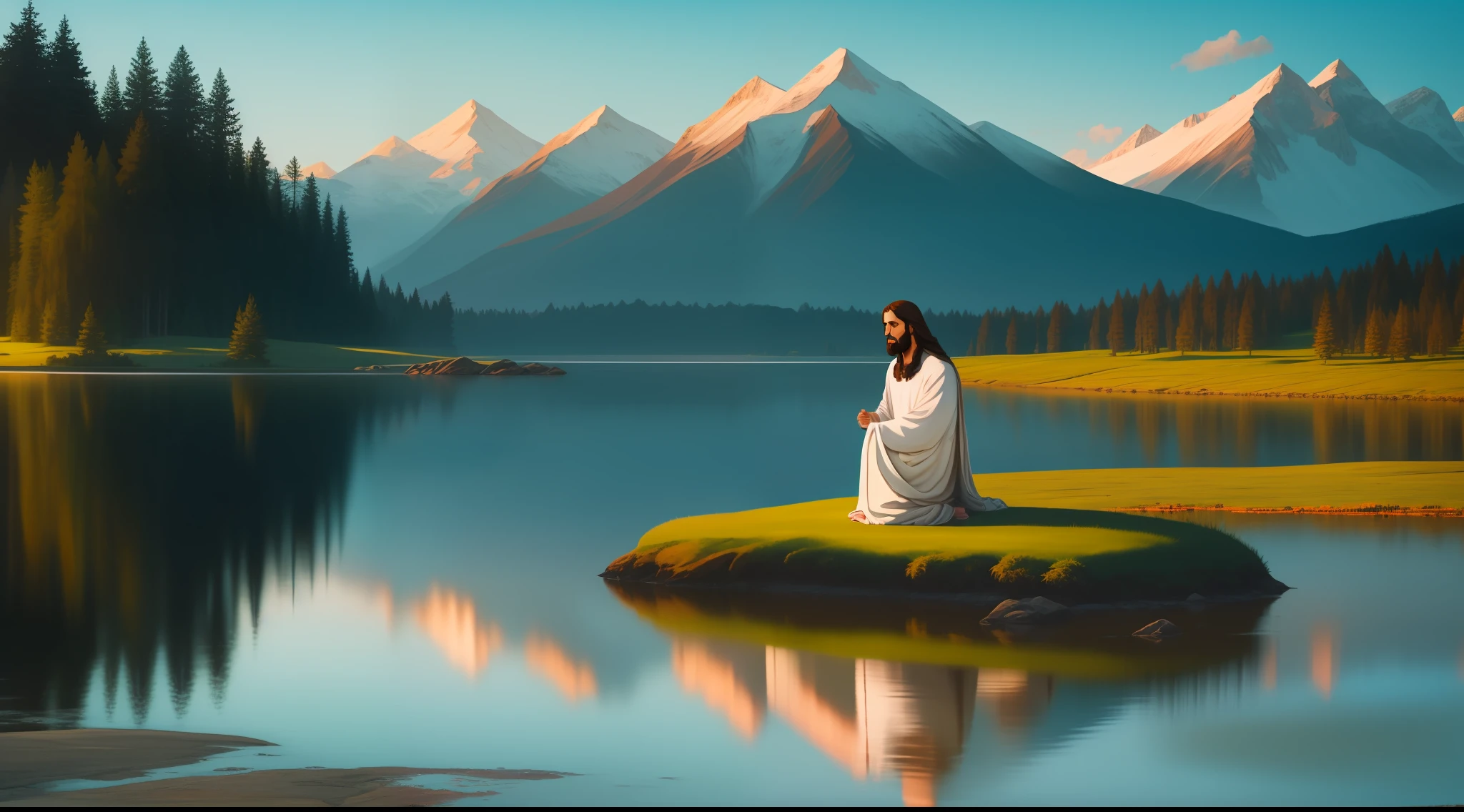 Image of Jesus in a tranquil and serene setting