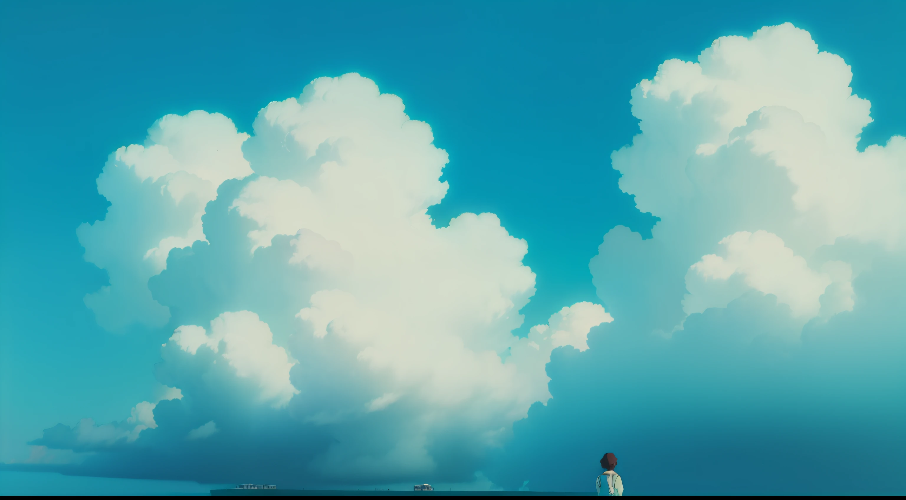 Absurd, High resolution, Ultra Detail, BREAK, Vivid Colors, Soft Focus, Light Leakage, Dreamy Atmosphere, Experimental Charm, Nostalgia BREAK "Illustration of just the sky with dreamy clouds, the sky is fading into #fbf6ea this color gradient. The clouds have a Ghibli studio art vibes"