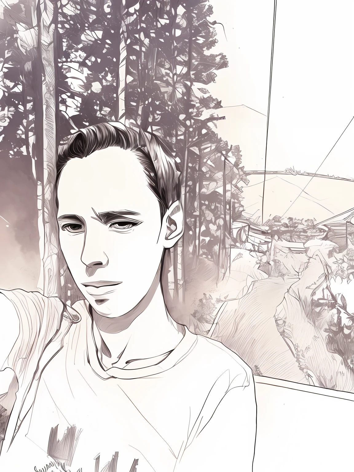 an anime line drawing of linus_sebastian,