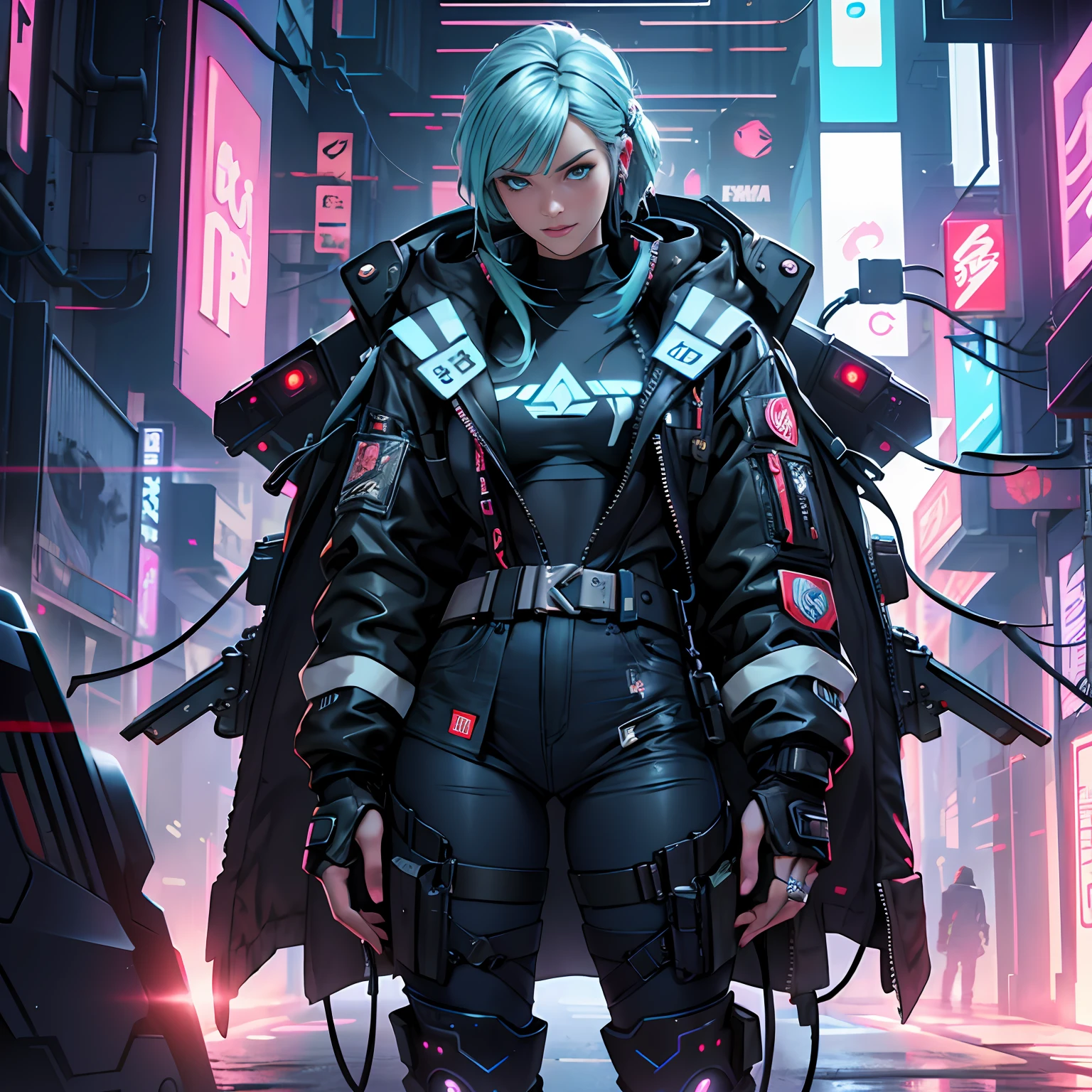 ３D-Animation, Full body animation、Beautuful Women, Cyberpunk, An AI, Central Server, Deep view, Heavy Blue LED Light, Connected wires, Award-winning Fatorg, Cyberpunk, Extremely detailed, art  stations, 8 K, Sensual lighting, Incredible art, wlop, ArtGerm,Hyper-Realism, high detailing, Octane Render, 8K, depth of fields, A man with a very beautiful face, Blue Rampage Flame, Angelic Boy, Claudia Flohair D Figure, 3D Doll, Very beautiful man,, Beautiful light green human eyes, Cyberpunk Beautiful Warriors,Realistic Woman, 85mm lens, F8 key, Photo, Super Detail, Natural light, Windy, High image quality,Beautiful face, Engulfed in silver flames,　8K, Cyberpunk, Pink neon, full body Esbian, Pose shooting a large machine gun、Large body、Half of his face is a cyborg、fight、Silver tattoo,standing on the grass、Big cyberpunk clothes、Big Head Earphones、Blue Pupils, Wearing fashionable clothes、pop-art、Only one woman,chee, Octane Rendering, , Full body vision, Cinematic lighting, , Center, looking in camera, At 8K, Perfect Lighting、Very beautiful face、