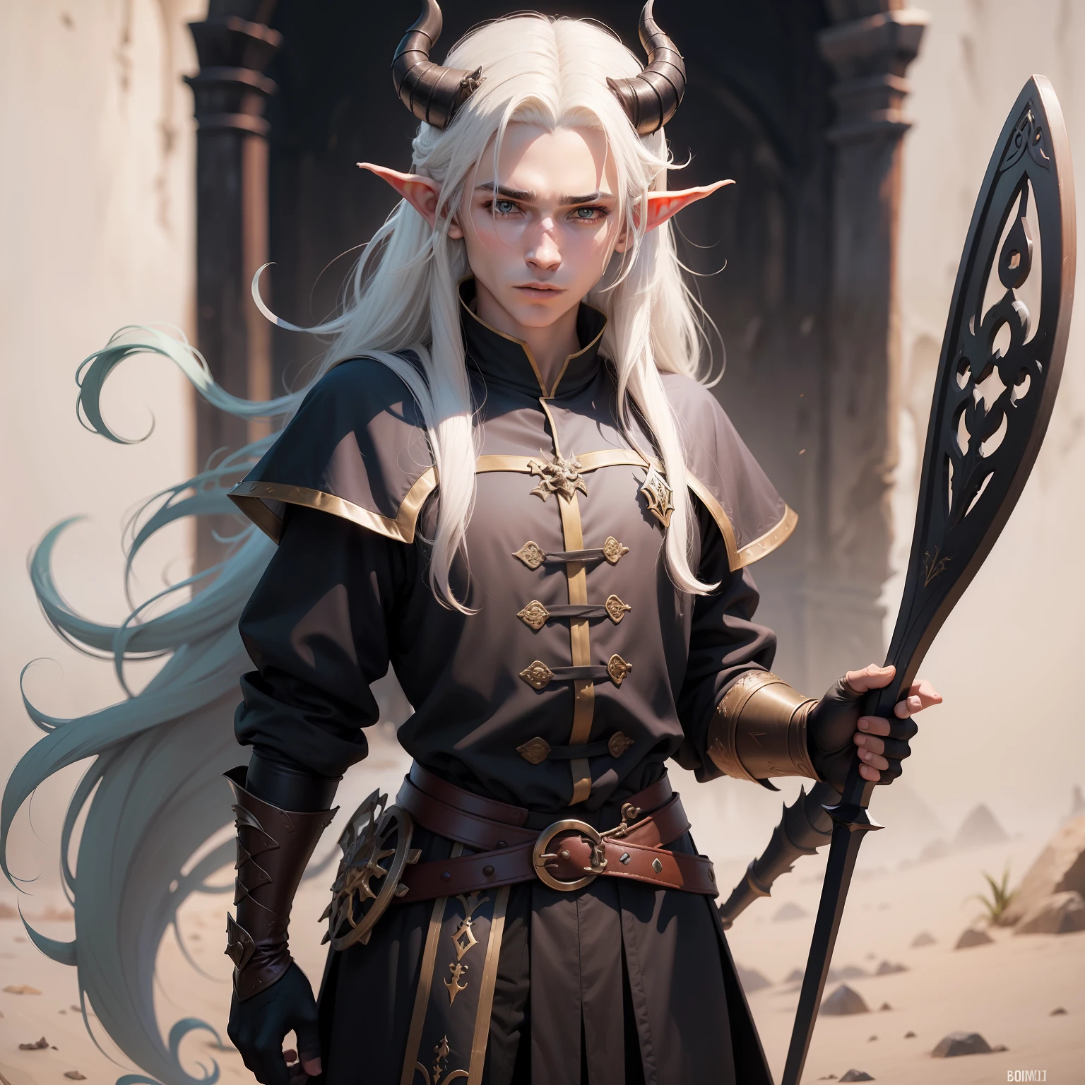 Tiefling, roupa medieval, guerreiro, bruxo, garoto jovem, cabelo branco, bonito, olhos bonitos, fogo, jovem, demon tail, pele vermelha, fundo infernal