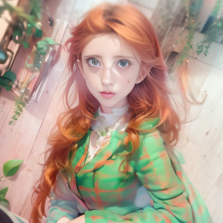 (Jogo King Card:1.5, simetria rotacional), A watercolor and pencil drawing of a girl dressed as Elza from the movie Frozen with wavy dark red hair, (LiliArt), atraente deslumbrante