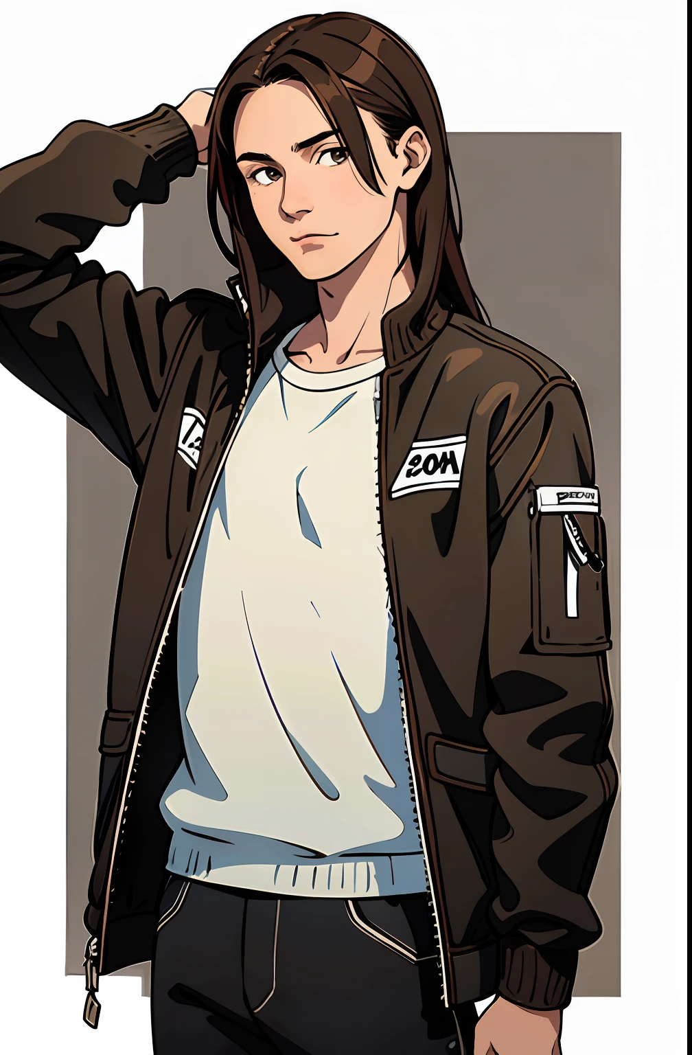 20-year-old male, brown hair, brown eyed, cool, medium-length hair, 20-year-old male, png, no background, transparent image, mature, transparent background.