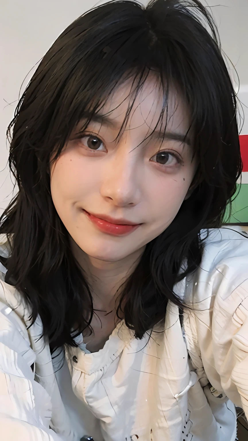 white backgrounid,Best quality,Masterpiece,超高分辨率,(Photorealistic:1.4),RAW photo,(Authentic skin texture:1.3),,(filmgrain:1.3),(Selfie angle),1girll,,Beautiful detailed eyes and face,Masterpiece,Best quality,Remote,high-necksweater,White background,Bedrooms,full bodyesbian,grin,Big eyes