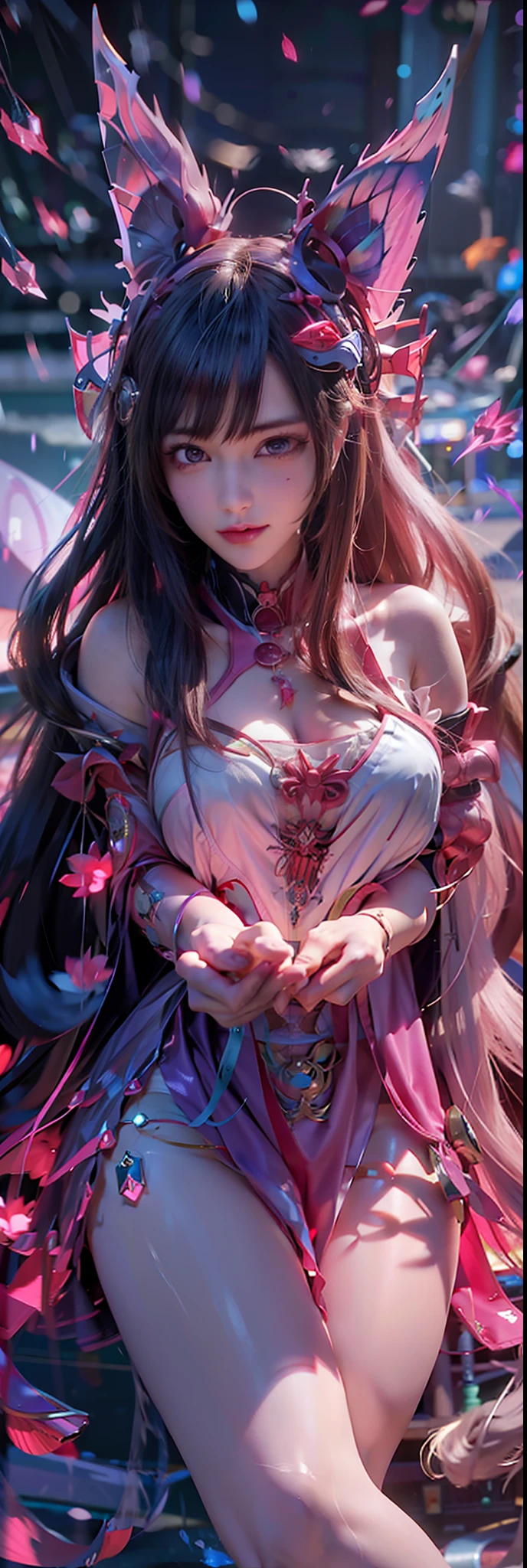 rendering, Portrait beauty, Sexy, Sensual, sexyposture, full bodyesbian, Beautiful Tomorrowland Langley Azure Dragon in sci-fi armor, in a futuristic city, rendering, animemanga girl, Vampires, red hair, Red dress, blue color eyes, brightly, Floponk, samurai punk, glitters, Bioluminescent agent, Tatua Gonk, Ultra - Detajardo's vibrant cinematic rake, astounding, Subsurface scattering, Environmental occlusion, color difference, 8K , ((best qualityer)), ((tmasterpiece)), (A detailed: 1.4), (absurderes), Female fighter pilot ready for battle, dark-skin, flash dc comics, Lightning and lightning, defined muscular sculptural body, full bodyesbian, bare thick half-thick thighs, mouth close, muscular body covered in technological clothing, Neon Genesis Evangelion style, Cyberpunk, generous neckline, ((perfect medium breasts)), (Ultra-light blue eyes，No Pupil), ((white and dark red clothing，There is no black)), (((Straight black and red straight hair))), Long, Dark lashes with heavy makeup, Love League, By a lot, niji --V5, near the real, psychopath, insane face, sexyposture, Red and white background, 2 piece clothes, shoulder pads with airplane wings, Pastel, concentrating, Scale to fit the dimensions, hdr (HighDynamicRange),Ray tracing,NVIDIA RTX,Hyper-Resolution,Unreal 5,and the underground is scattered, PBR Texture, Post-processing, Anisotropic filtering, depth of fields, Maximum clarity and sharpness, Many-Layer Textures, Albedo e mapas Speculares, Surface coloring, Accurate simulation of light-material interaction, perfectly proportions, rendering by octane, Two-tone lighting, wide aperiature, Under the standardization organization, White balance, the rule of thirds, 8K raw data, crysisnanosuit