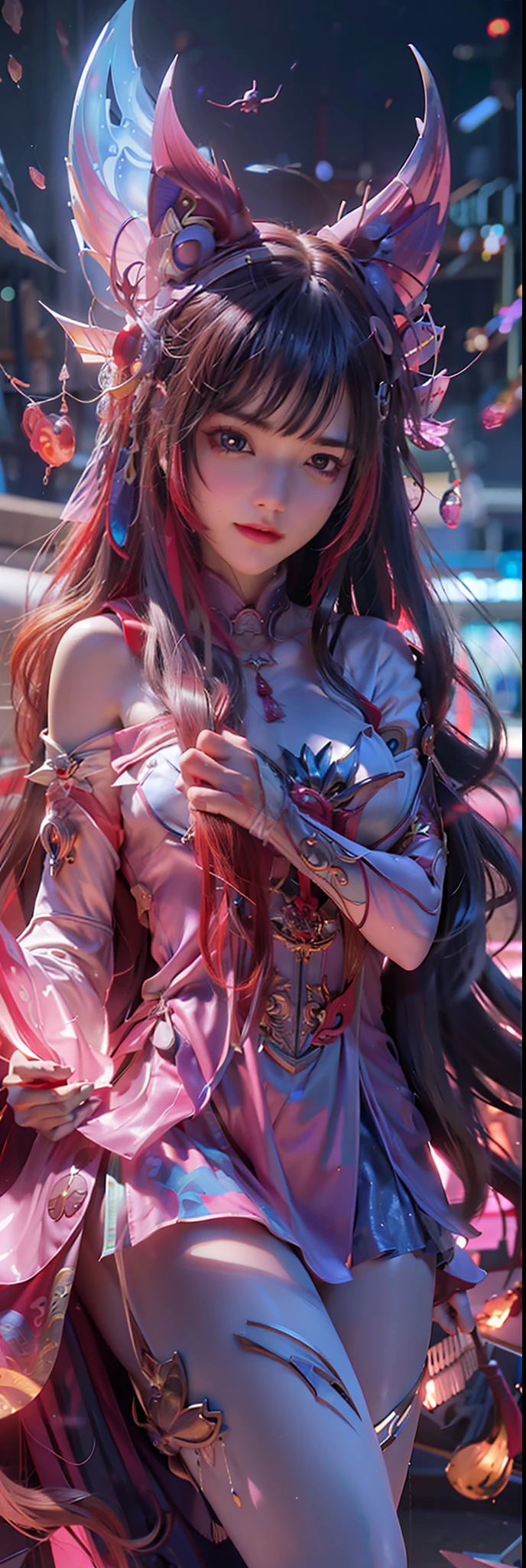 rendering, Portrait beauty, Sexy, Sensual, sexyposture, full bodyesbian, Beautiful Tomorrowland Langley Azure Dragon in sci-fi armor, in a futuristic city, rendering, animemanga girl, Vampires, red hair, Red dress, blue color eyes, brightly, Floponk, samurai punk, glitters, Bioluminescent agent, Tatua Gonk, Ultra - Detajardo's vibrant cinematic rake, astounding, Subsurface scattering, Environmental occlusion, color difference, 8K , ((best qualityer)), ((tmasterpiece)), (A detailed: 1.4), (absurderes), Female fighter pilot ready for battle, dark-skin, flash dc comics, Lightning and lightning, defined muscular sculptural body, full bodyesbian, bare thick half-thick thighs, mouth close, muscular body covered in technological clothing, Neon Genesis Evangelion style, Cyberpunk, generous neckline, ((perfect medium breasts)), (Ultra-light blue eyes，No Pupil), ((white and dark red clothing，There is no black)), (((Straight black and red straight hair))), Long, Dark lashes with heavy makeup, Love League, By a lot, niji --V5, near the real, psychopath, insane face, sexyposture, Red and white background, 2 piece clothes, shoulder pads with airplane wings, Pastel, concentrating, Scale to fit the dimensions, hdr (HighDynamicRange),Ray tracing,NVIDIA RTX,Hyper-Resolution,Unreal 5,and the underground is scattered, PBR Texture, Post-processing, Anisotropic filtering, depth of fields, Maximum clarity and sharpness, Many-Layer Textures, Albedo e mapas Speculares, Surface coloring, Accurate simulation of light-material interaction, perfectly proportions, rendering by octane, Two-tone lighting, wide aperiature, Under the standardization organization, White balance, the rule of thirds, 8K raw data, crysisnanosuit