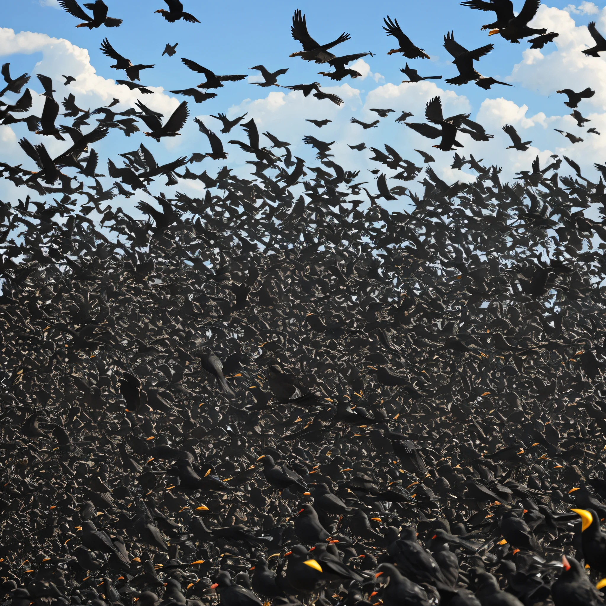 living nightmare of black birds