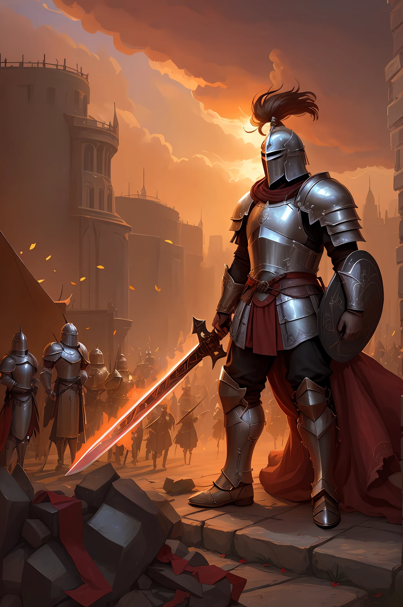 there is a man in armor holding a sword in front of a crowd of people, ares with heavy armor and sword, fantasy knight, by Roman Bezpalkiv, painting of a knight, fantasy paladin, male paladin, medieval fantasy game art, graphic artist magali villeneuve, holy crusader medieval knight, armored warrior, by Ludwik Konarzewski, Cartoon style illustration, on a white background, detailed characters, cartoon style illustration, high quality character design, highly detailed characters, character illustrations, professional illustration, cartoon art style, proffesional illustration, full body character design, cute characters, cartoon illustration, character designs, characters, in cartoon style, professional vector graphic, several character designs. Full body, WHITE background, RPG character