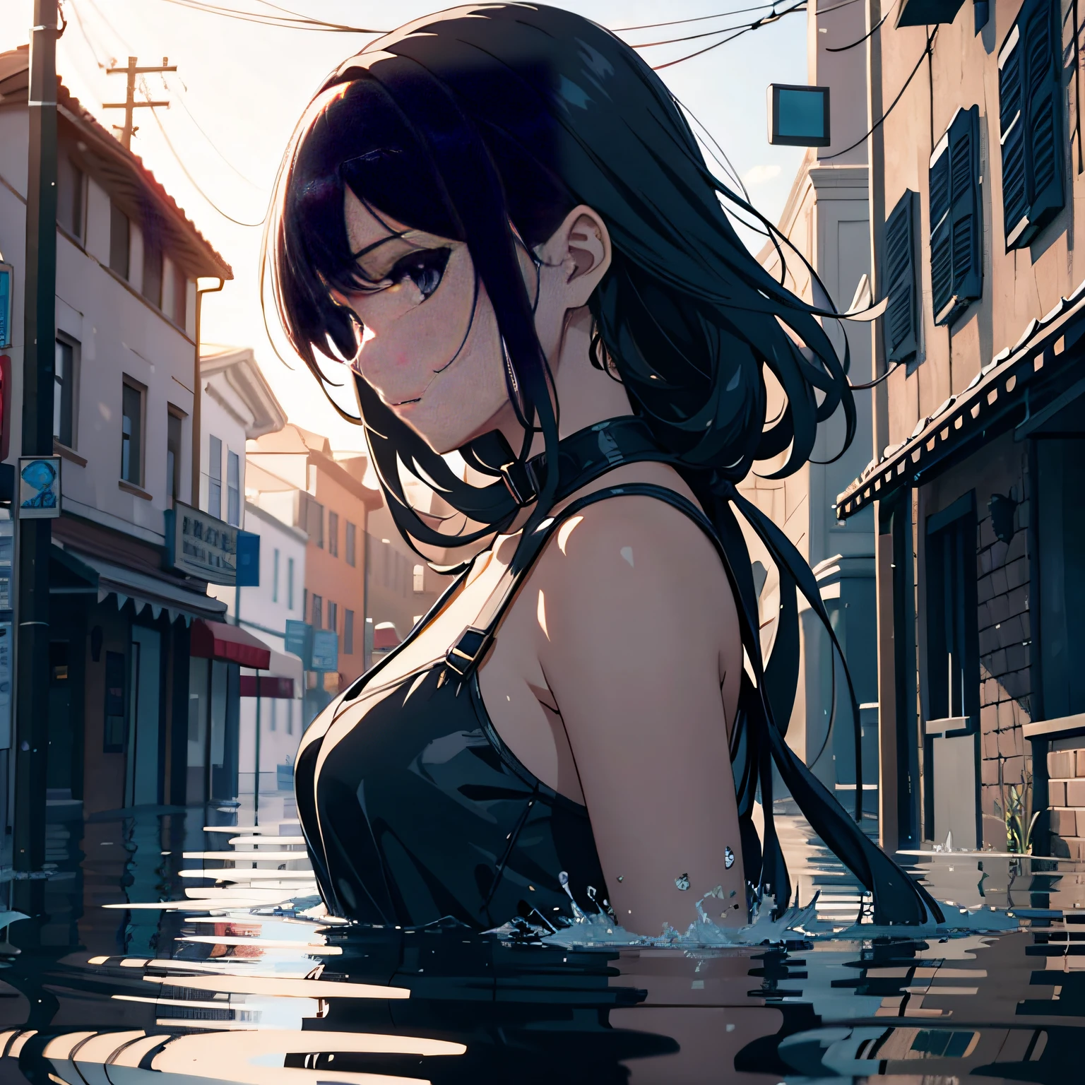 (masterpiece, best quality, intriguing beautiful anime art:1.4) of 1girl drowning in the flood, digital art, trending on artstation, 4k, high detail, high-resolution photograph, professional photography, ultra-detail, hdr, 4k uhd, 8k, unreal engine 5, cinematic, neon highlights, volumetric lighting, realistic shadows, reflections, unreal engine 5, cinematic wallpaper, 8k, photorealistic