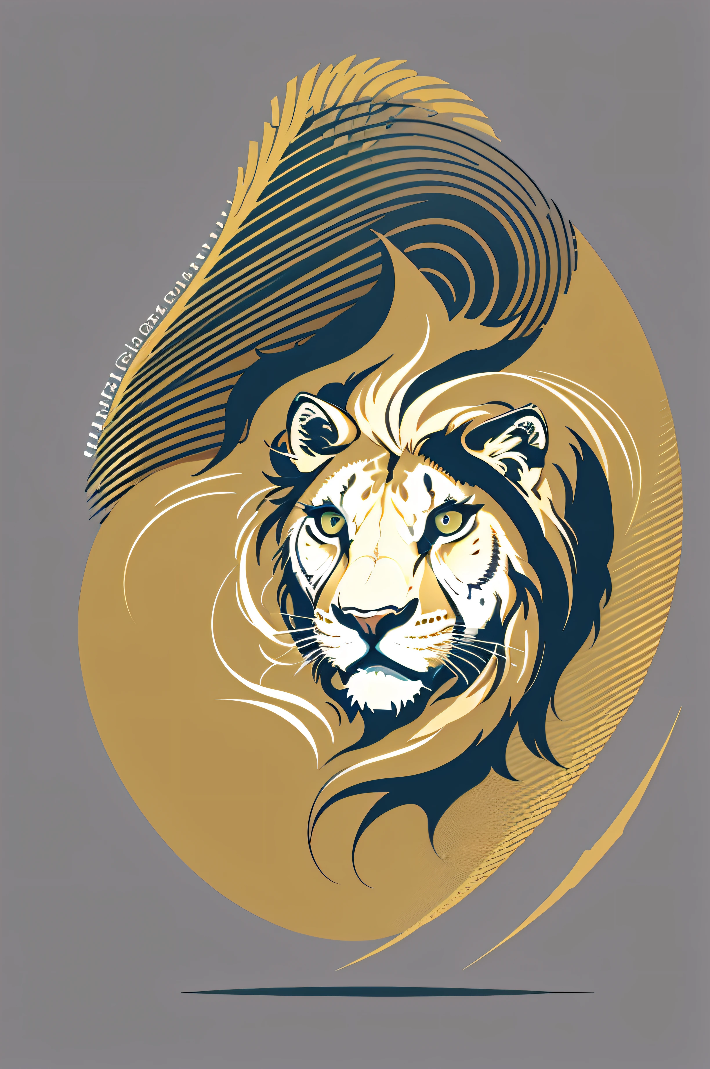 I want a vector logo with a white lioness head roar, fundo da cor dourada, elegante, Minimalista, ilustrador, arte, Motivacional,
