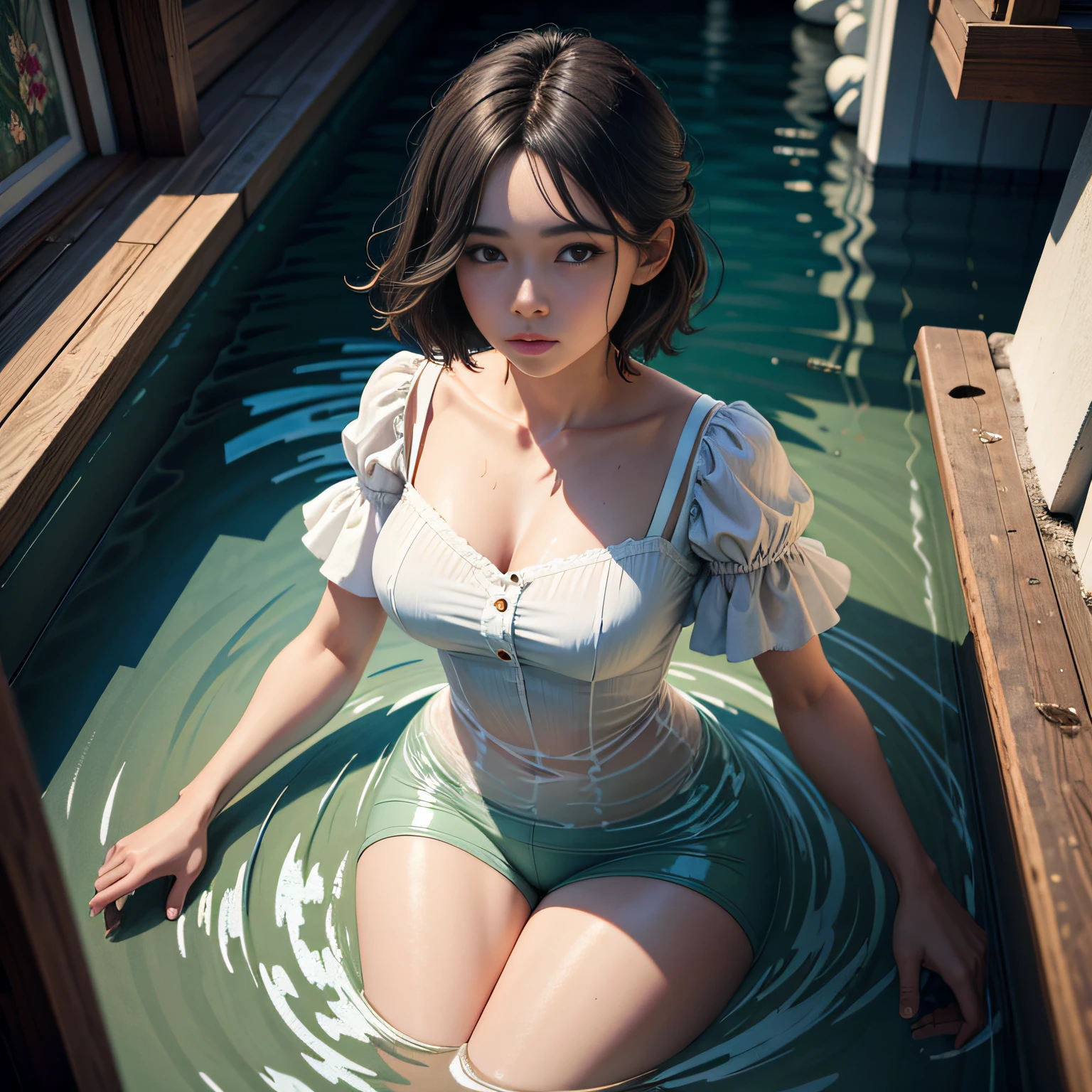(masterpiece, best quality, beautiful art:1.4) of 1girl drowning in the flood, digital art, trending on artstation, 4k, high detail, high-resolution, professional painting, ultra-detail, hdr, 4k uhd, 8k, unreal engine 5, cinematic, neon highlights, volumetric lighting, realistic shadows, reflections, unreal engine 5, cinematic wallpaper, 8k, romantic