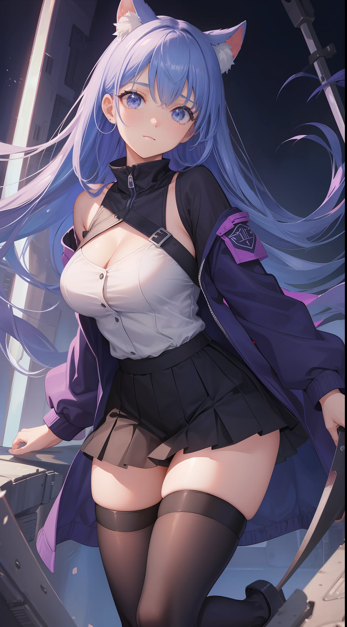 ((Little sister)), realisticlying, best qualtiy, ((((Bodily fluids flow down the panties: 1.5),(Body fluids run down the thighs:1.8))), ((Booties)), (ssee-through),(beast ear))), (Down jacket)))), lowerbody, (cropped shoulders), (20 yrs), ((Over-the-knee stockings: 1.5)), (Large breasts: 1.9)))), (Raised : 1.8))))), (((((opening legs: 1.8))
