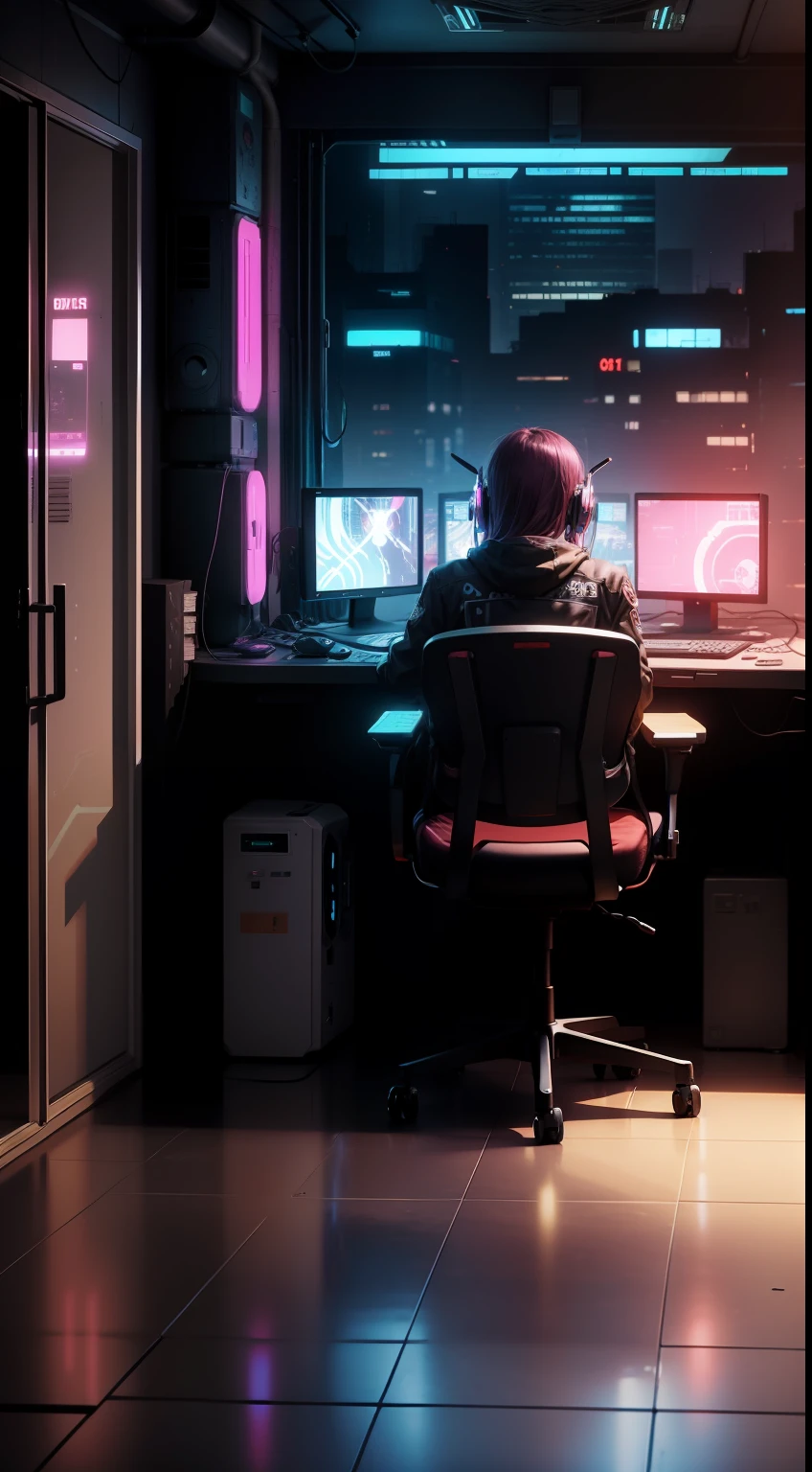 900x600px anime cyberpunk room