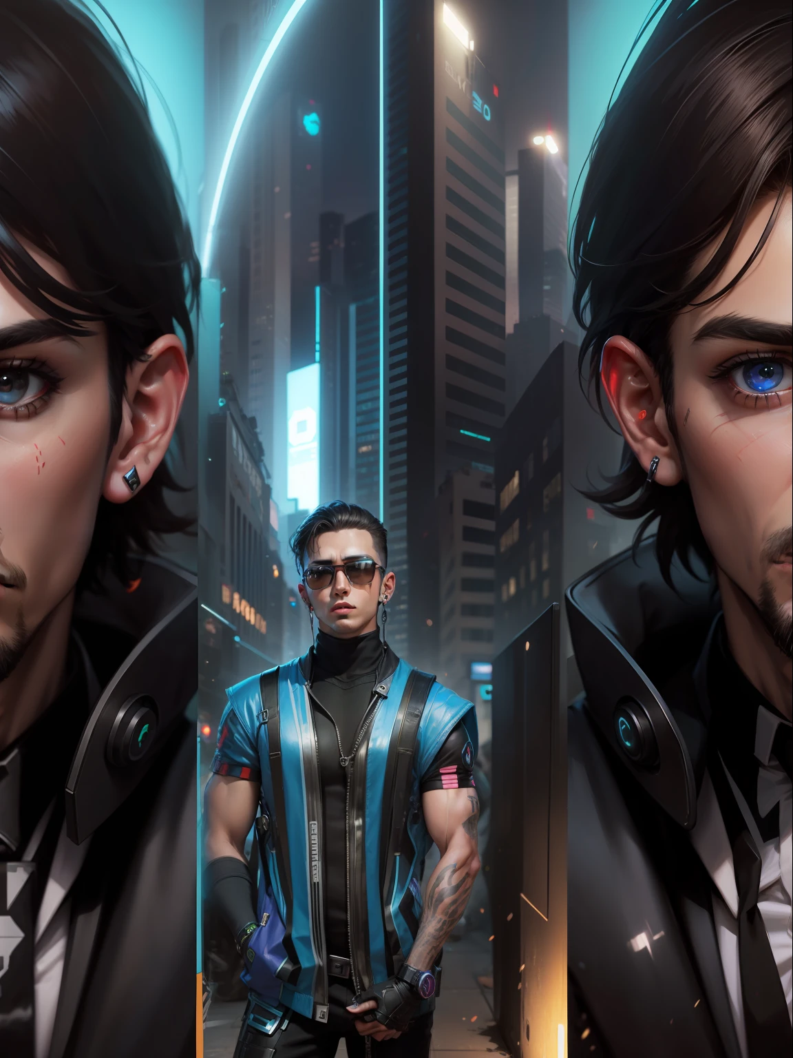 Change background cyberpunk handsome boy realistic face 8k ultra realistic
