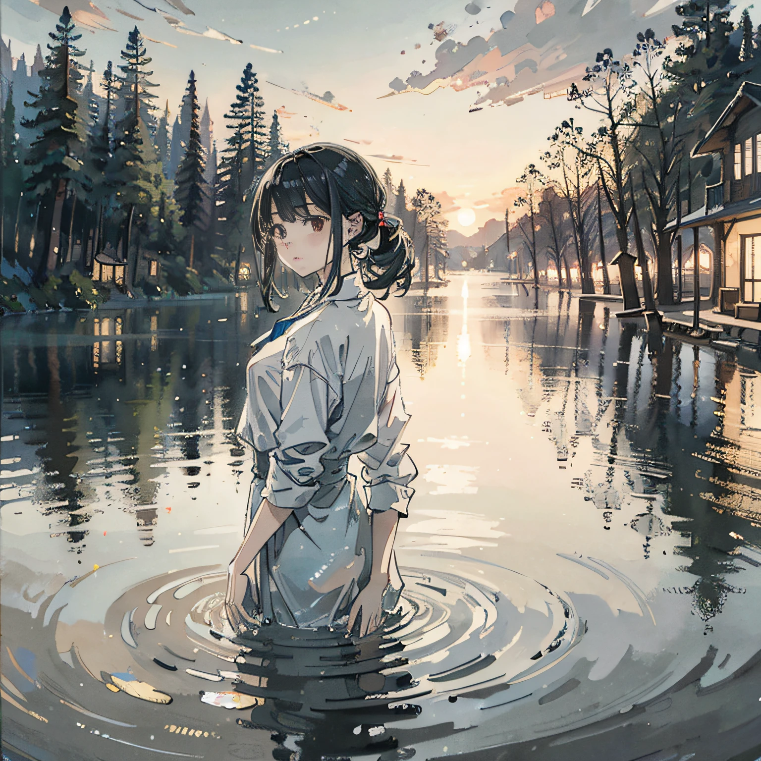 (masterpiece, best quality, beautiful art:1.4) of 1girl drowning in the flood, city background, drowning, digital art, (vibrant colors:1.2), trending on artstation, 4k, high detail, high-resolution, professional painting, ultra-detail, hdr, 4k uhd, 8k, unreal engine 5, cinematic, neon highlights, volumetric lighting, realistic shadows, reflections, unreal engine 5, cinematic wallpaper, 8k, romantic