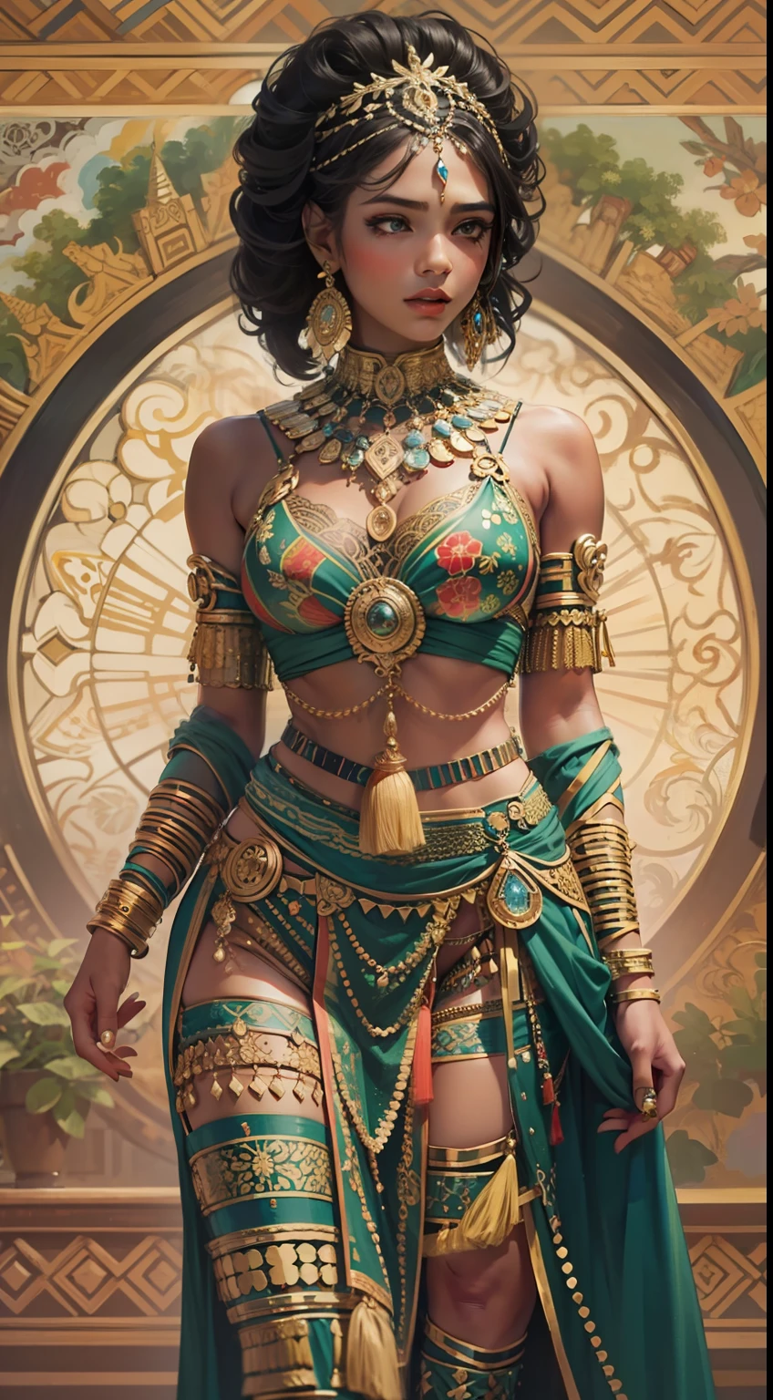 Beautiful woman in intricate Tribal Glam Outfit