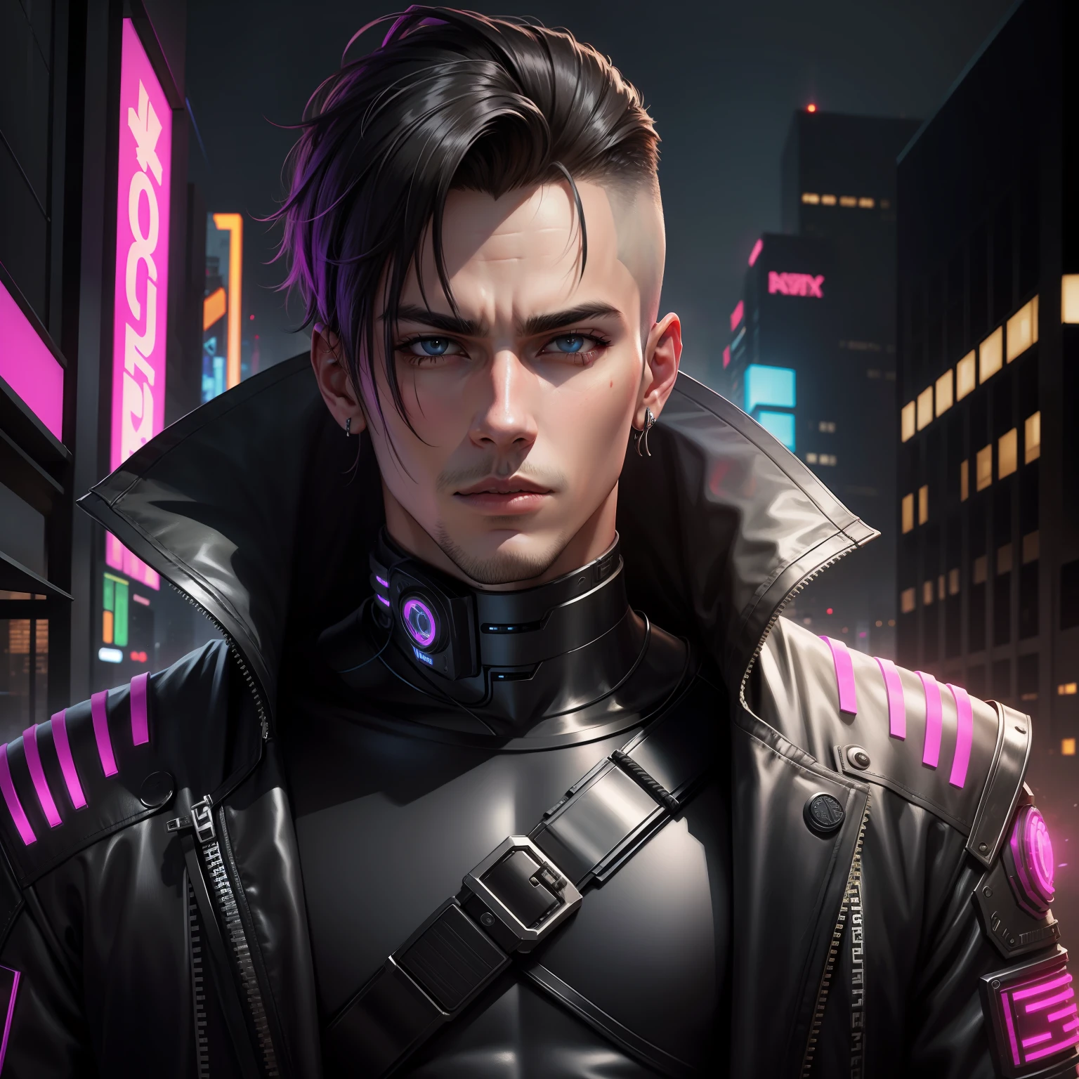 Change  background cyberpunk handsome boy, realistic