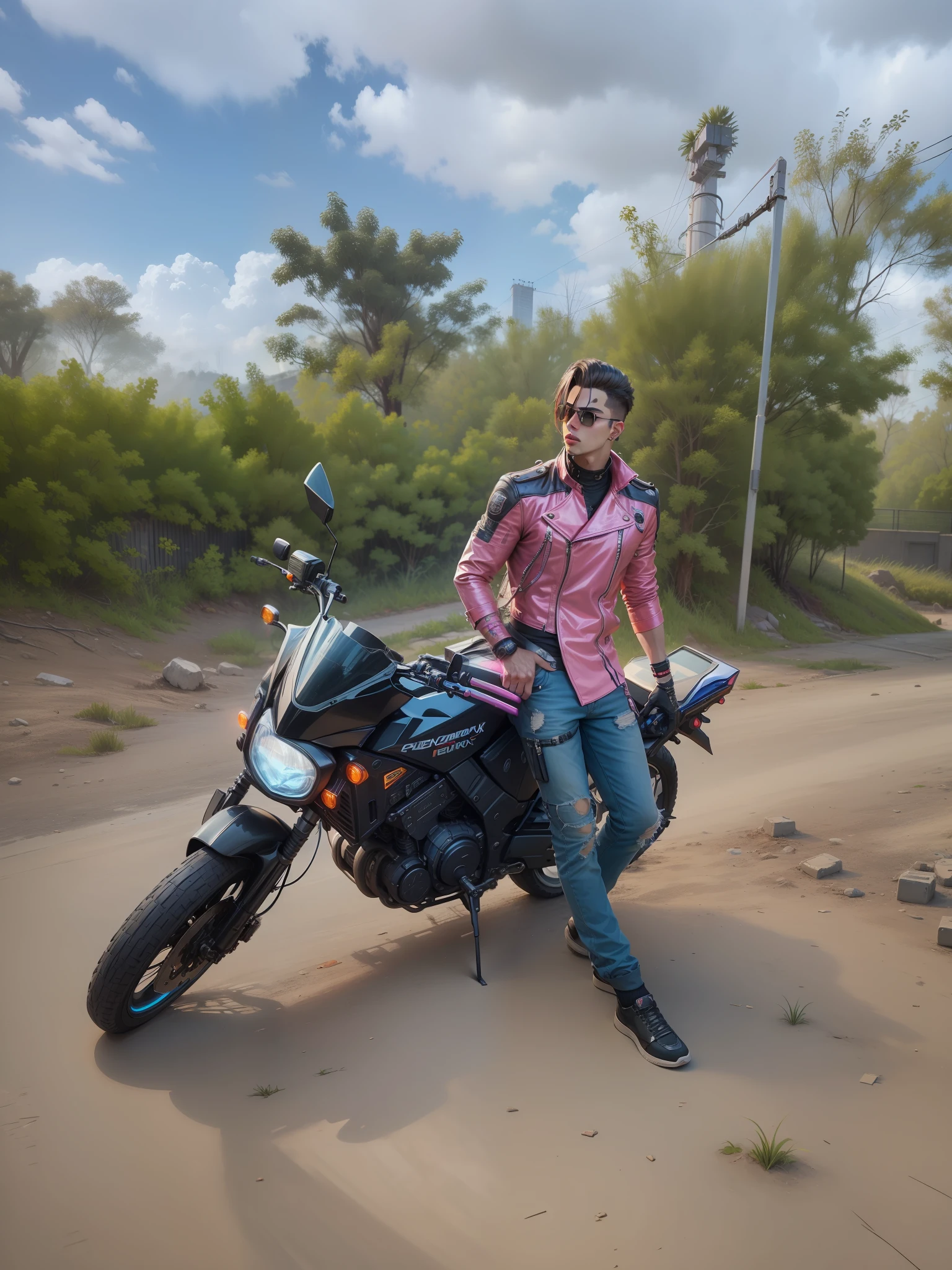Change background cyberpunk handsome boy, realistic