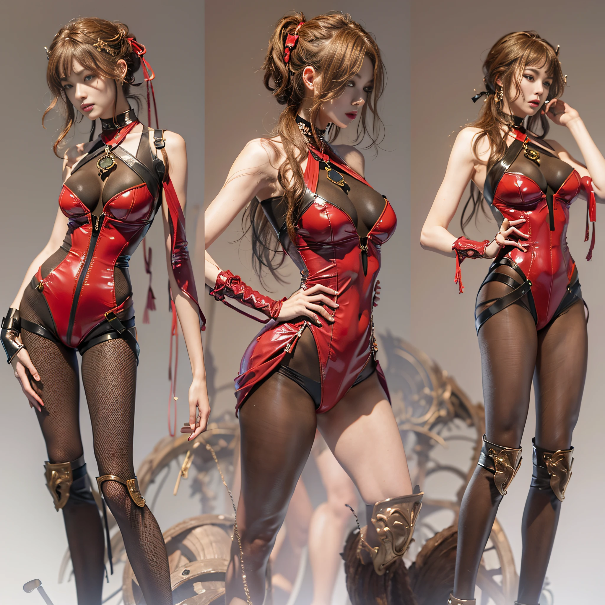 ((​masterpiece:1.4)、(top-quality:1.4)、(reallistic:1.7))、a beauty girl、Extraordinary beauty、Bondage style:1.4、latex shiny:1.4、Latex bodysuit、By Luis Royo、age19、1girl in、Super Ultra Ultra Bikini、Sexy Daughter、Colossal tits:1.4、Looking Back Beauty、best proportion four fingers and one thumb、Outstanding style、standingn、fullllbody、foco nítido:1.5、Slender Abs、Anatomically correct representation of the human body:1.4、beauty legs、Two legs、Two arms、hips up high、A detailed eye、Raw photo、red-lips、Red high heels、a choker、a necklace、耳Nipple Ring、Fantastic mythical world landscape:1.4、