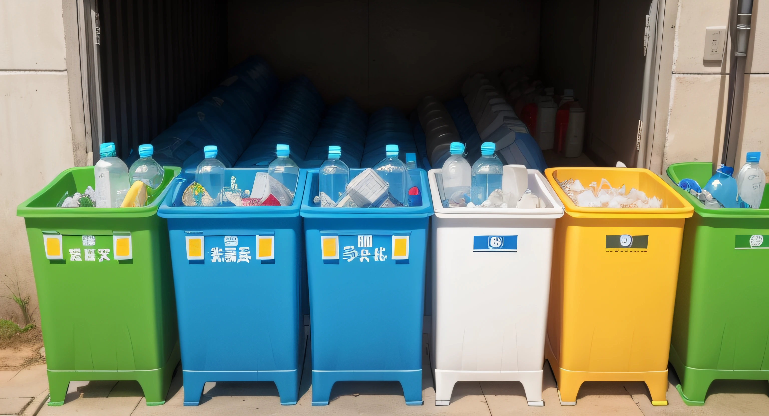 Separating waste plastic bottles into recycling bins is to protect the environment