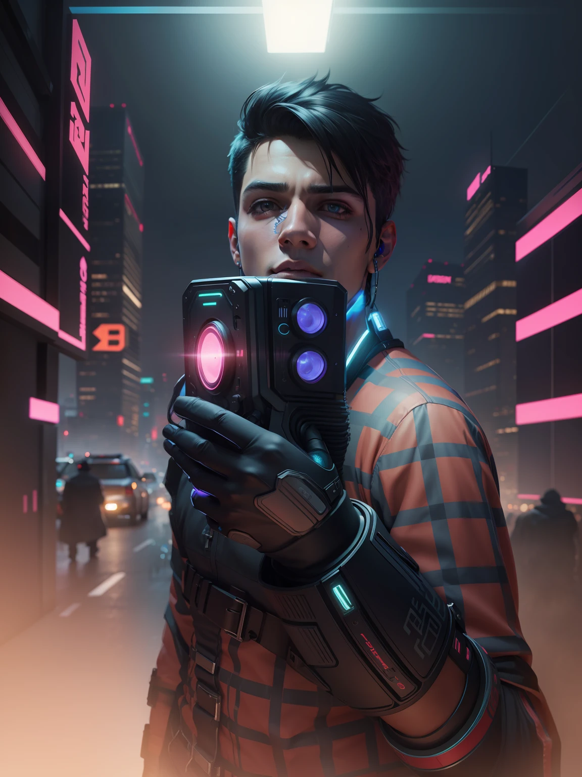 Change Background. Change Background Colour. CyberPunk handsome boy. Realistic Face. 8k. Ultra Realistic.