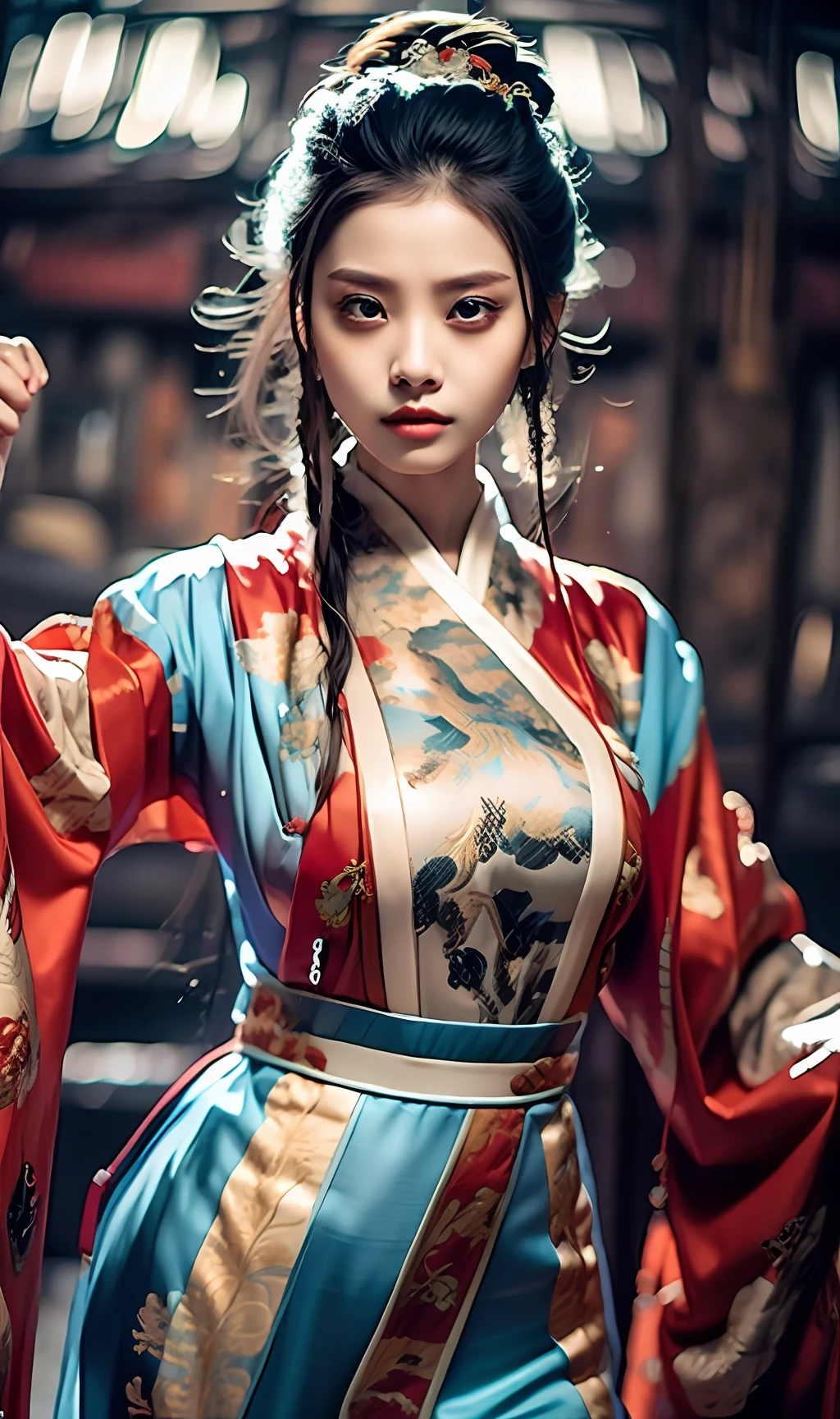 best quality, masterpiece, highres, wuxia 1girl, china dress, super Beautiful face, super beautiful eye, super beautiful hair