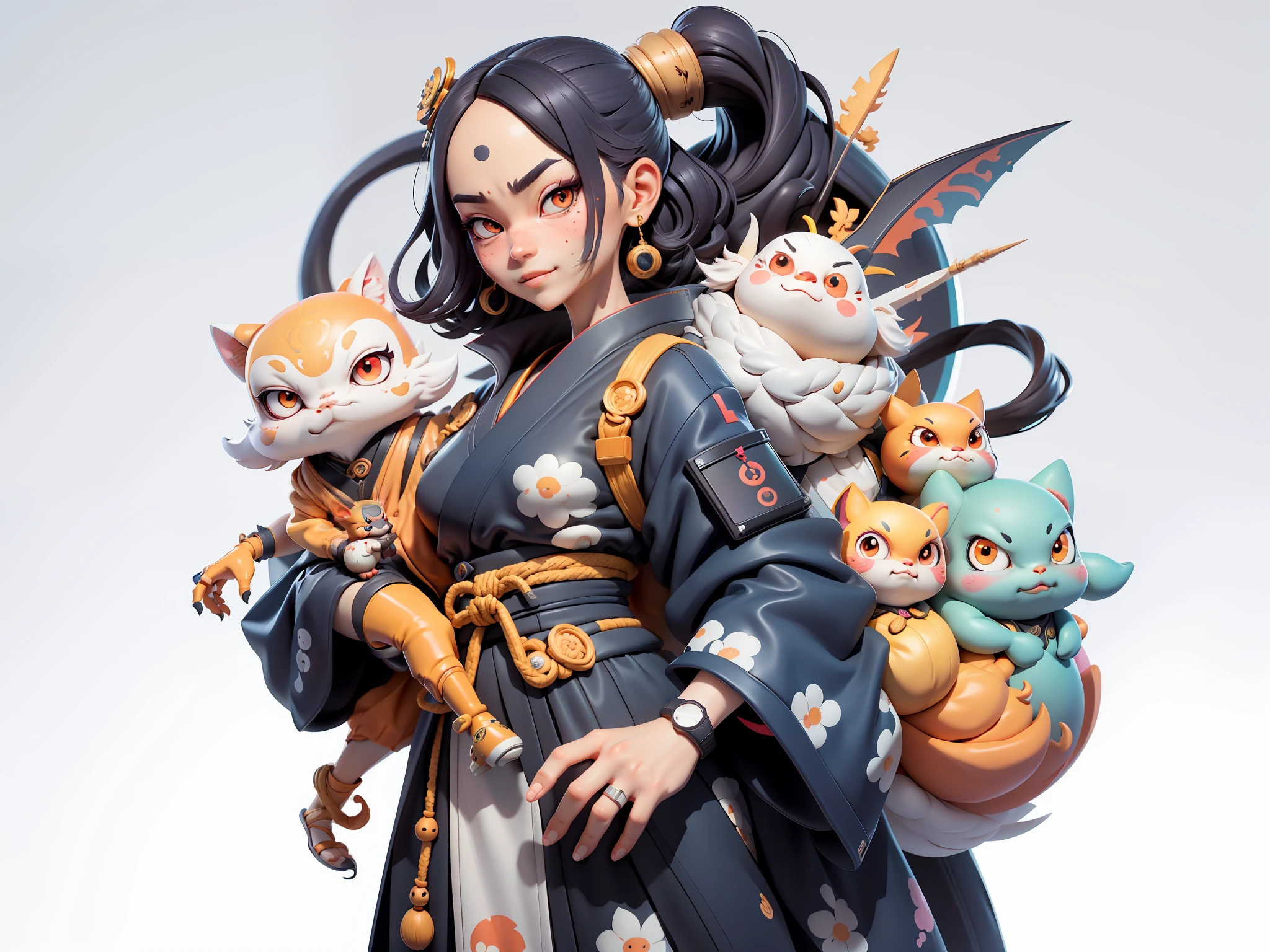 (Daisaku),(Need),(Super meticulous),(full bodyesbian:1.2),Japanese ukiyo-e girl,japanese geisha,Beautiful,Oriental dragon,Aeolian Thor,Raised sexy,爆乳,Oriental face,TV Anchor,Bust portrait illustration,Alone,In black suit,a blue tie,The face is slightly chubby,The face was clean,without a beard,Black super short hair,Black eyes,Smile confidently,3C computer sub-products,iPad, iphone,Digital painting,3D character design by Mark Clairen and Pixar and Hayao Miyazaki and Akira Toriyama,The illustration is a high-definition illustration in 4K resolution,With very detailed facial features and cartoon-style visuals。