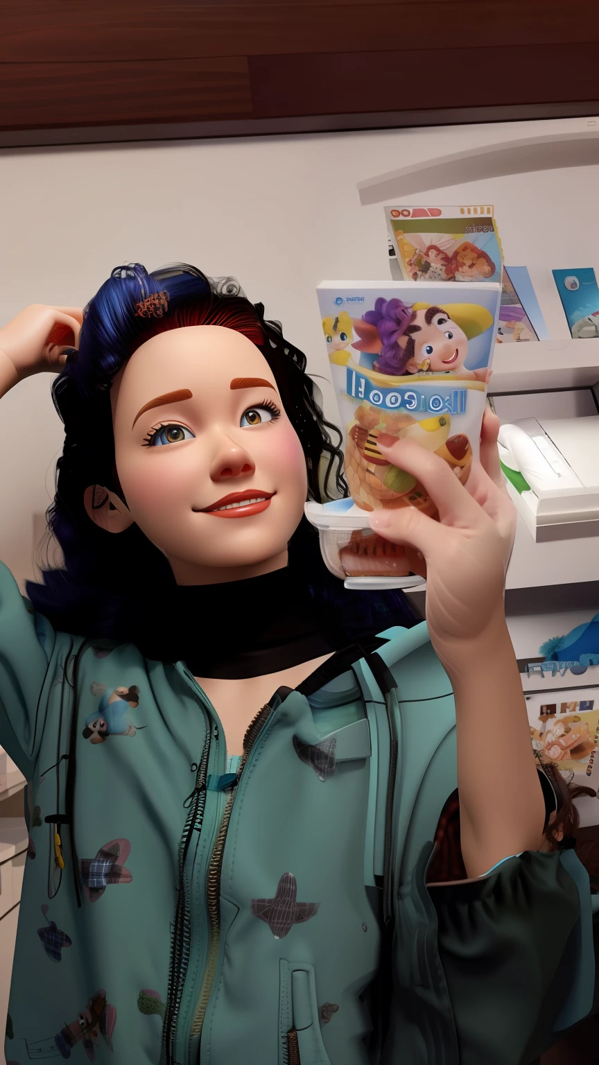 pixar 3d character with curl hair