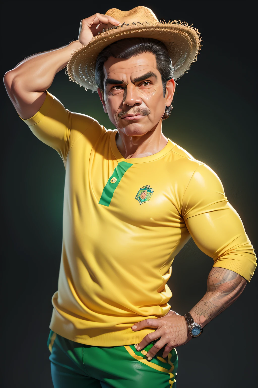 Funko Pop "lulinha":
O Funko Pop "Jairzinho" it would be a cute and cartoonish version of former President Jair Bolsonaro, with lovely features and softened strokes. He would be wearing a typical Brazilian outfit, like a green and yellow shirt and a straw hat, referring to the folklore of the country.