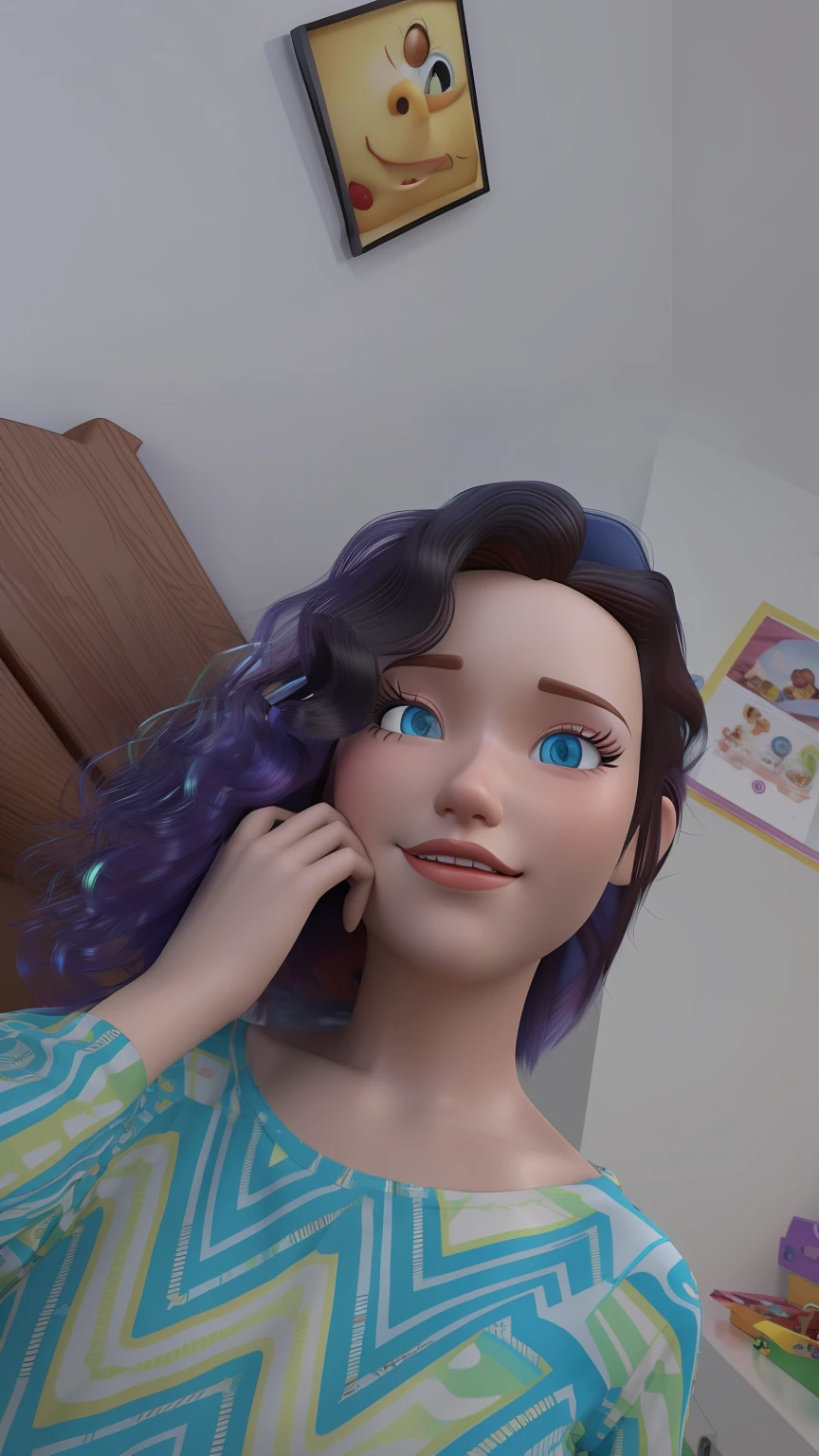 pixar 3d character with curl hair