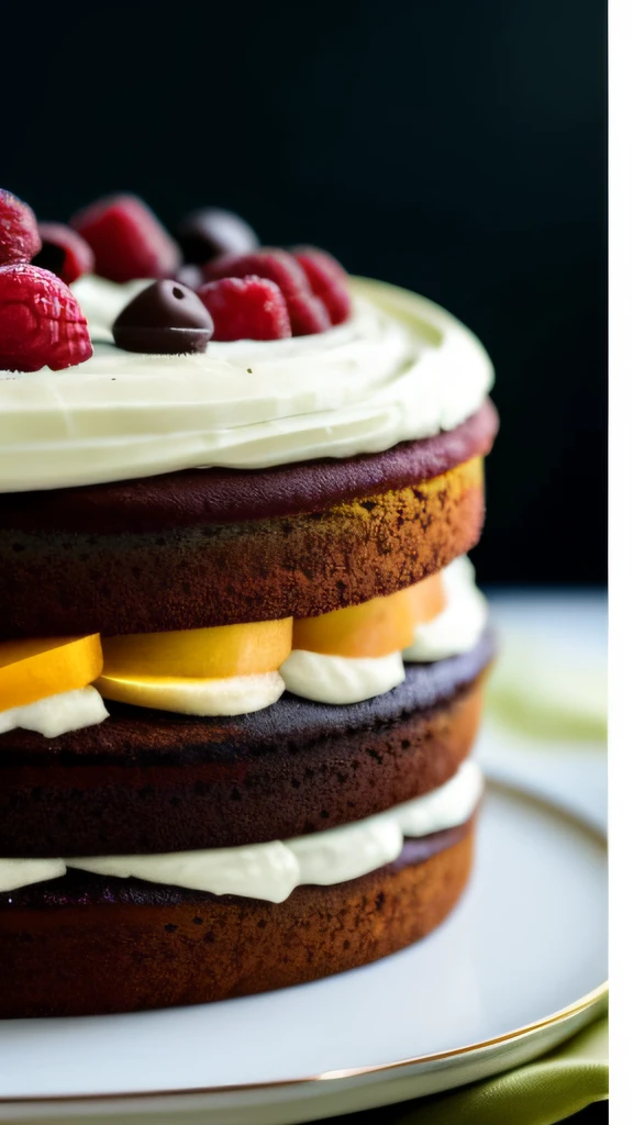 Na segunda imagem, The setting turns into a chocolate naked cake. Deep layers of cocoa cake are adorned by a rustic icing of dark chocolate ganache. Framboesas e groselhas, em tons ousados de vermelho e roxo, dance for the cake. The richness of the chocolate coating is accentuated by its imposing sheen, reflecting the irresistible desires of chocolate lovers. The combination of raspberries and currants offers a subtle contrast of acidity that harmonizes perfectly with the intense flavor of chocolate. A scene that doesn't just invite, but it also seduces.

Imagem 3: Subtle Elegance

The third image reveals the subtlety of the elegance of a vanilla Naked Cake. Layers of vanilla cake are lovingly wrapped in a fresh, lightly sweetened cream. Thin slices of fresh peaches, rosados e convidativos, are meticulously arranged over the cream. mint leaves, em verde vibrante, add a touch of freshness to the scene. The ensemble is a testament to beauty in simplicity, where the purity of the elements creates a visual harmony that is both smooth and exquisite.

Imagem 4: Boldness of Flavors

The fourth image explores the boldness of the combinations with an almond and pistachio Naked Cake. O bolo exibe camadas de rica textura, dipped in a rustic pistachio canopy. Kiwis fatiados, in vivid green, and lemon zest, vibrantes em amarelo, dance on cake. The contrast of colors is not only visual, mas uma promessa de sabores arrojados. O creme de pistache, suave e de matizes verdes, it's a cascade of innovation, while lemon zest add a thought-provoking dash of acidity. The result is a symphony of flavors and a visual composition that defies convention.